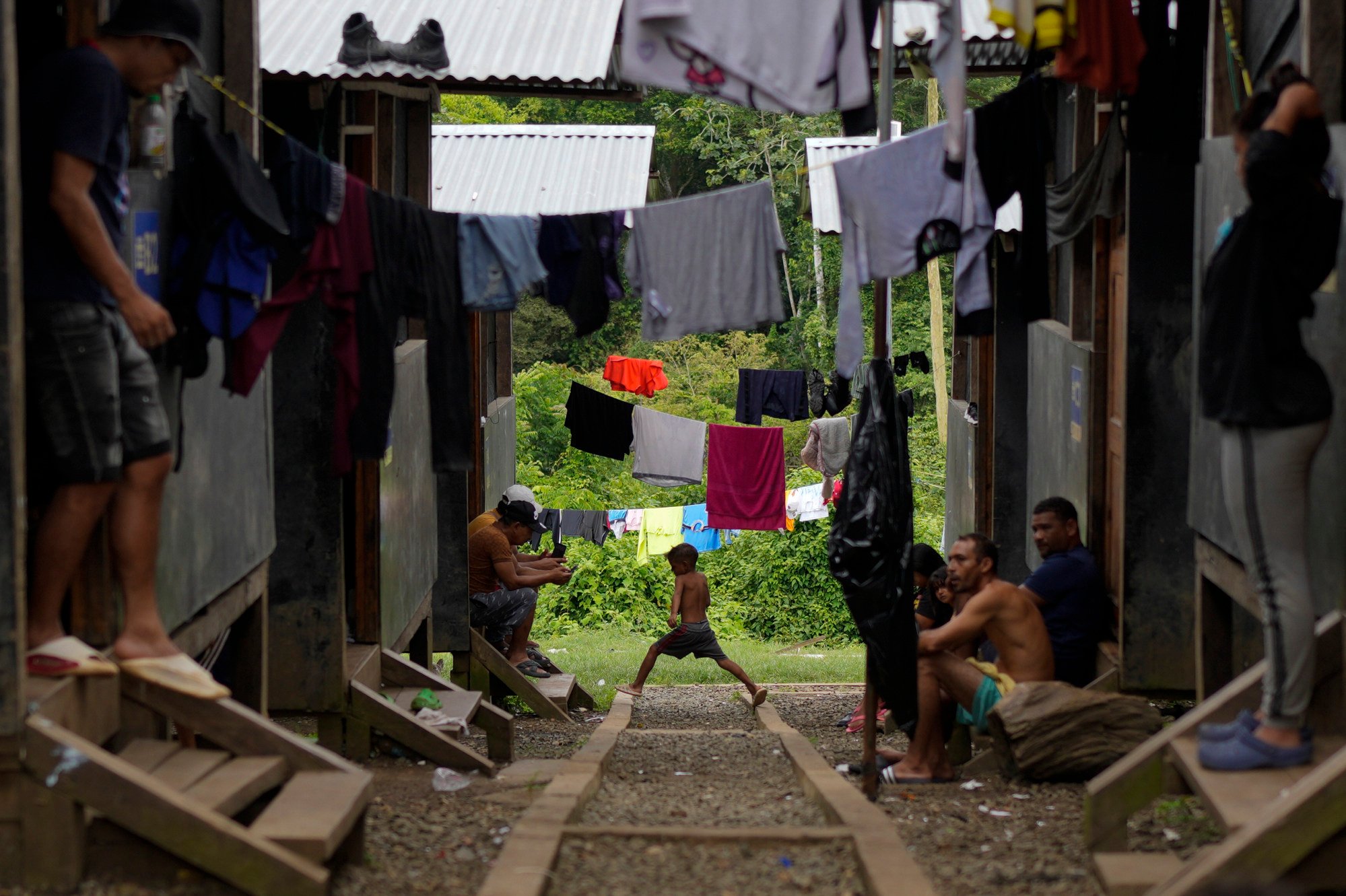 Migrants rest at a camp after trekking across the Darien Gap from Colombia into Panama in hopes of reaching the US. Photo: AP