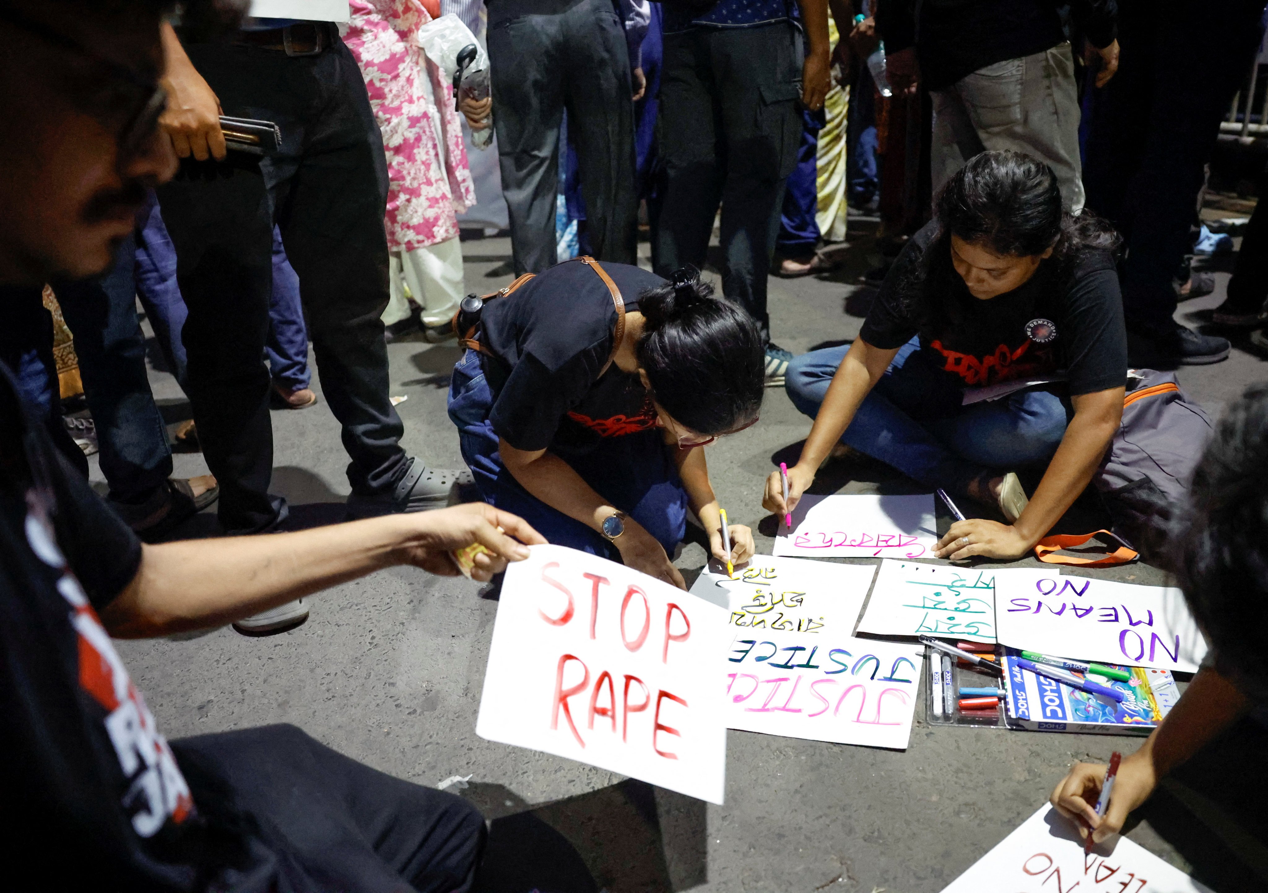 A protest in Kolkata on Tuesday against rape. Photo: Reuters