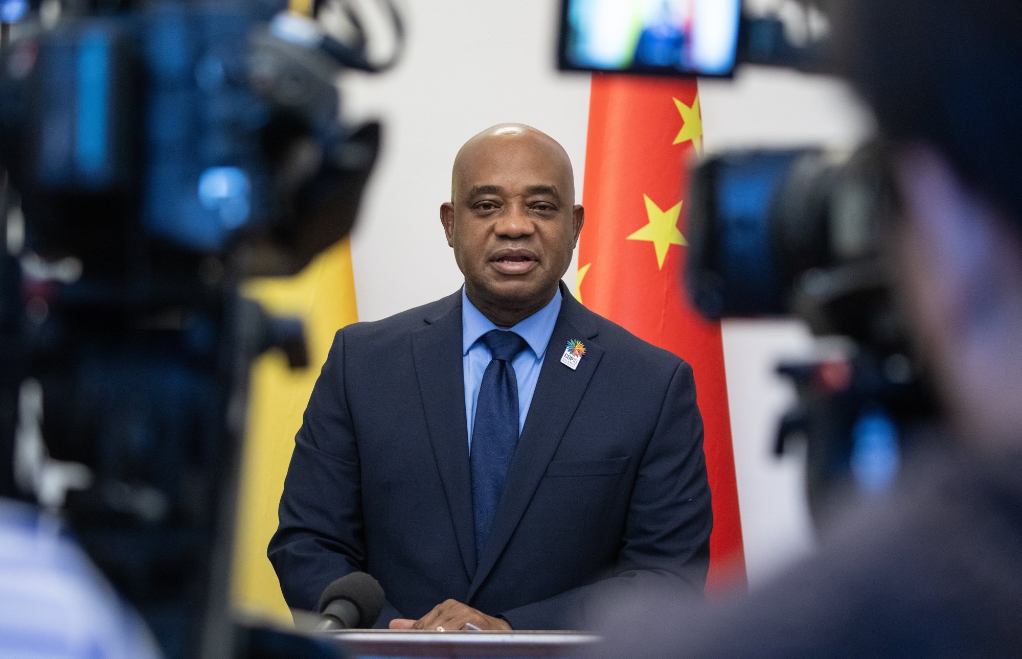 Colombian Foreign Minister Luis Gilberto Murillo speaks during his four-day visit last week to China. Photo: EPA-EFE