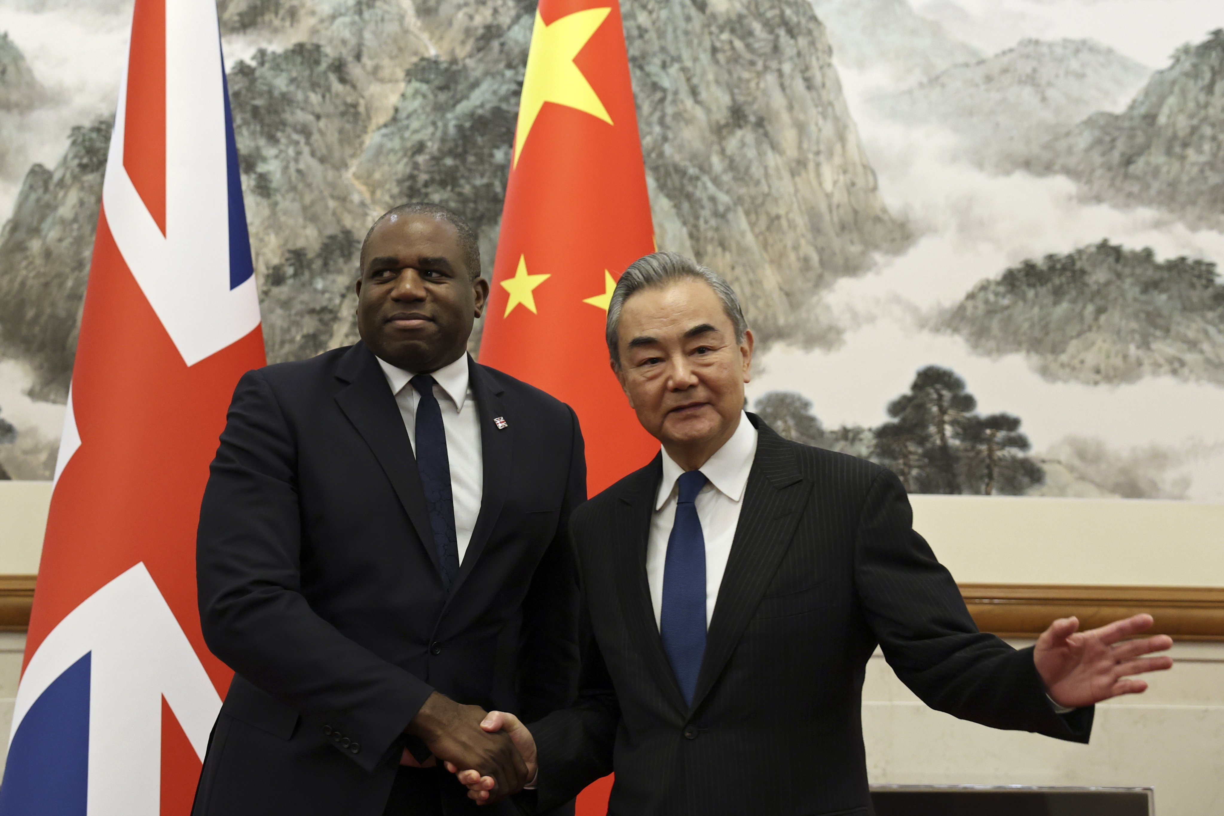 Foreign ministers David Lammy and Wang Yi met in Beijing on Friday. Photo: EPA-EFE