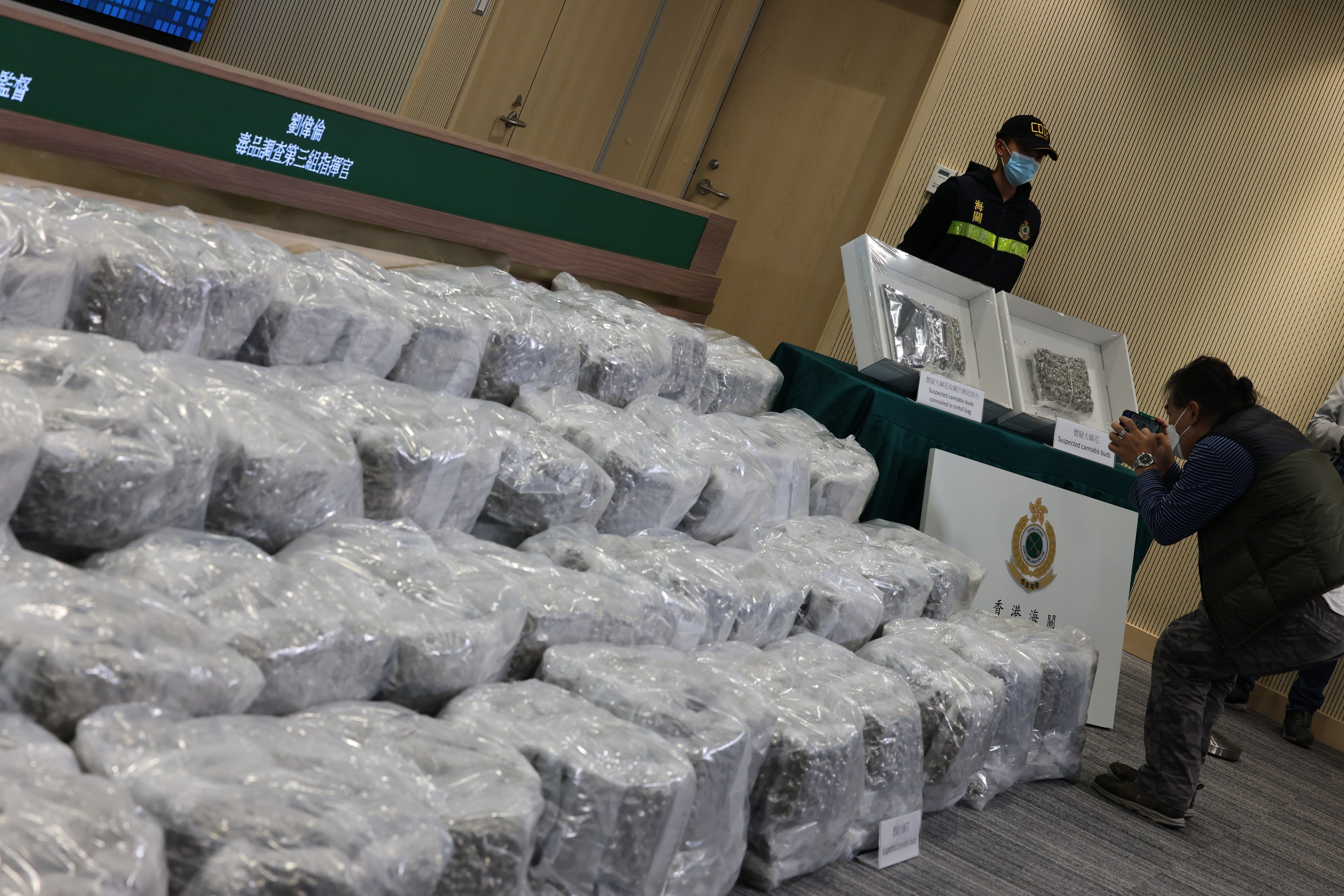 Suspected drugs seized are displayed at the customs headquarters in North Point in March this year. Photo: Dickson Lee