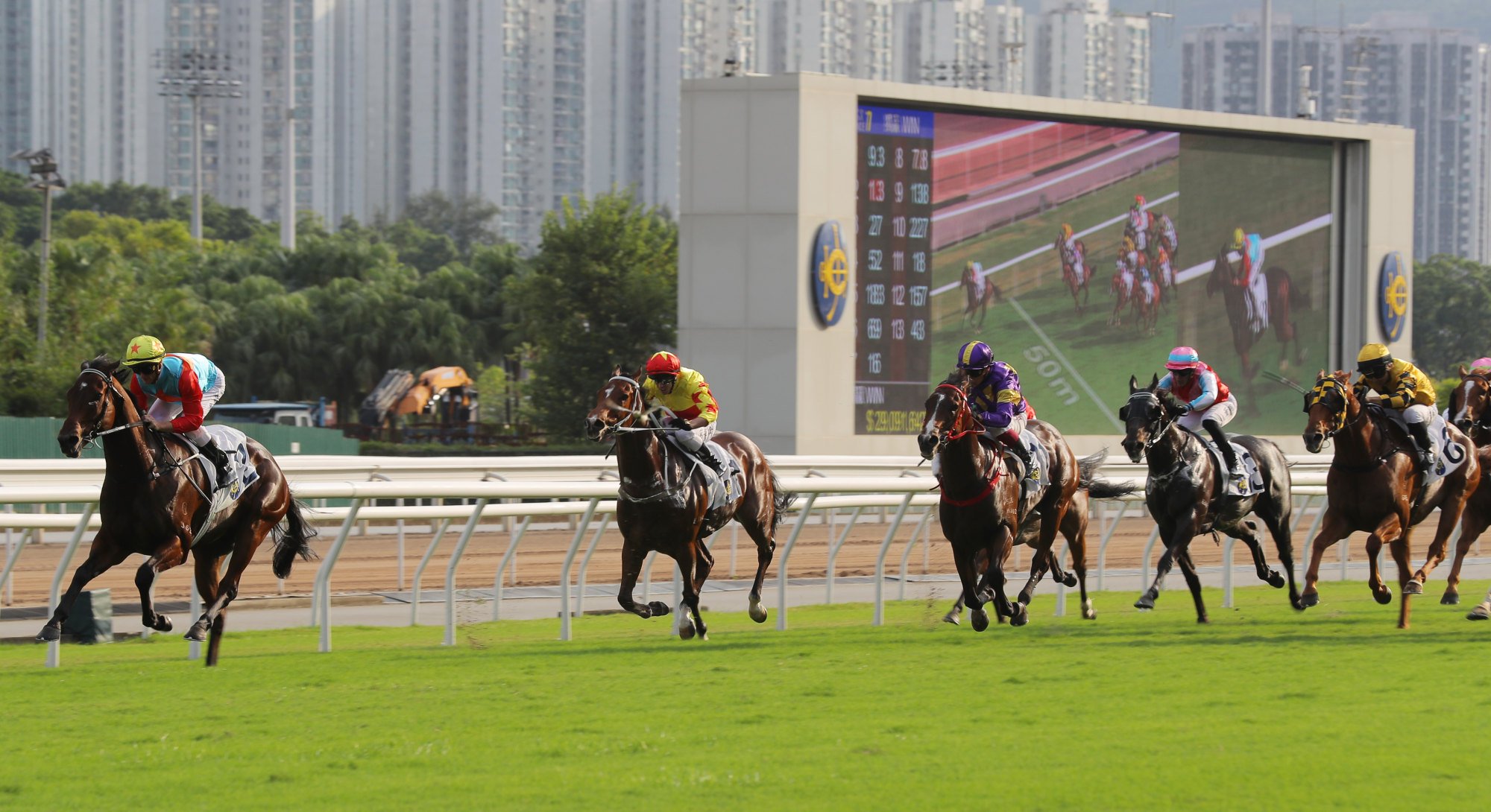 Ka Ying Rising stretches clear of his Group Two Premier Bowl (1,200m) rivals.