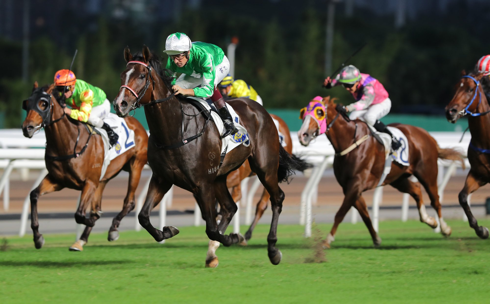 Green N White salutes under Hugh Bowman at Sha Tin on Sunday.