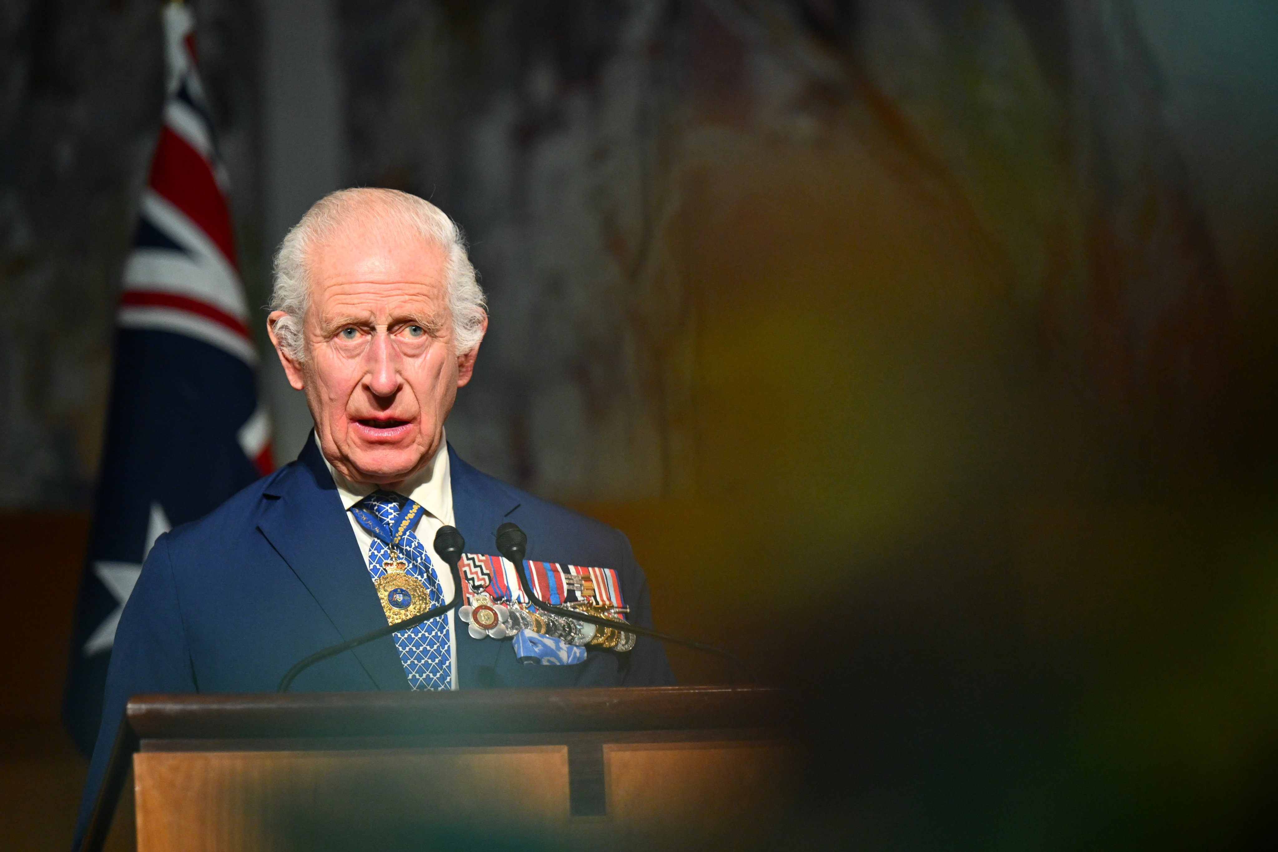 Britain’s King Charles delivers a speech at Australia’s Parliament House on Monday. Photo: EPA-EFE