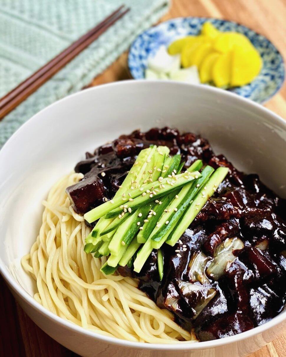 A bowl of jjajangmyeon.