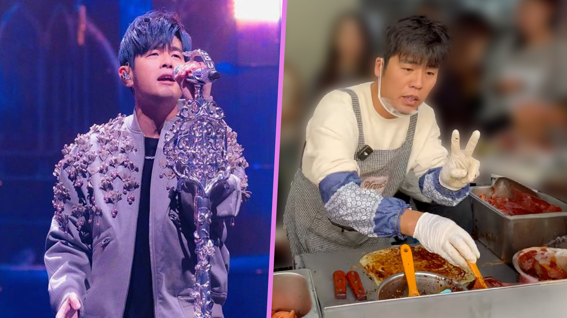 Bai Xianying, right, the viral pancake vendor, has remained humble and never exploited Jay Chou’s fame. Photo: SCMP composite/Weibo/Douyin