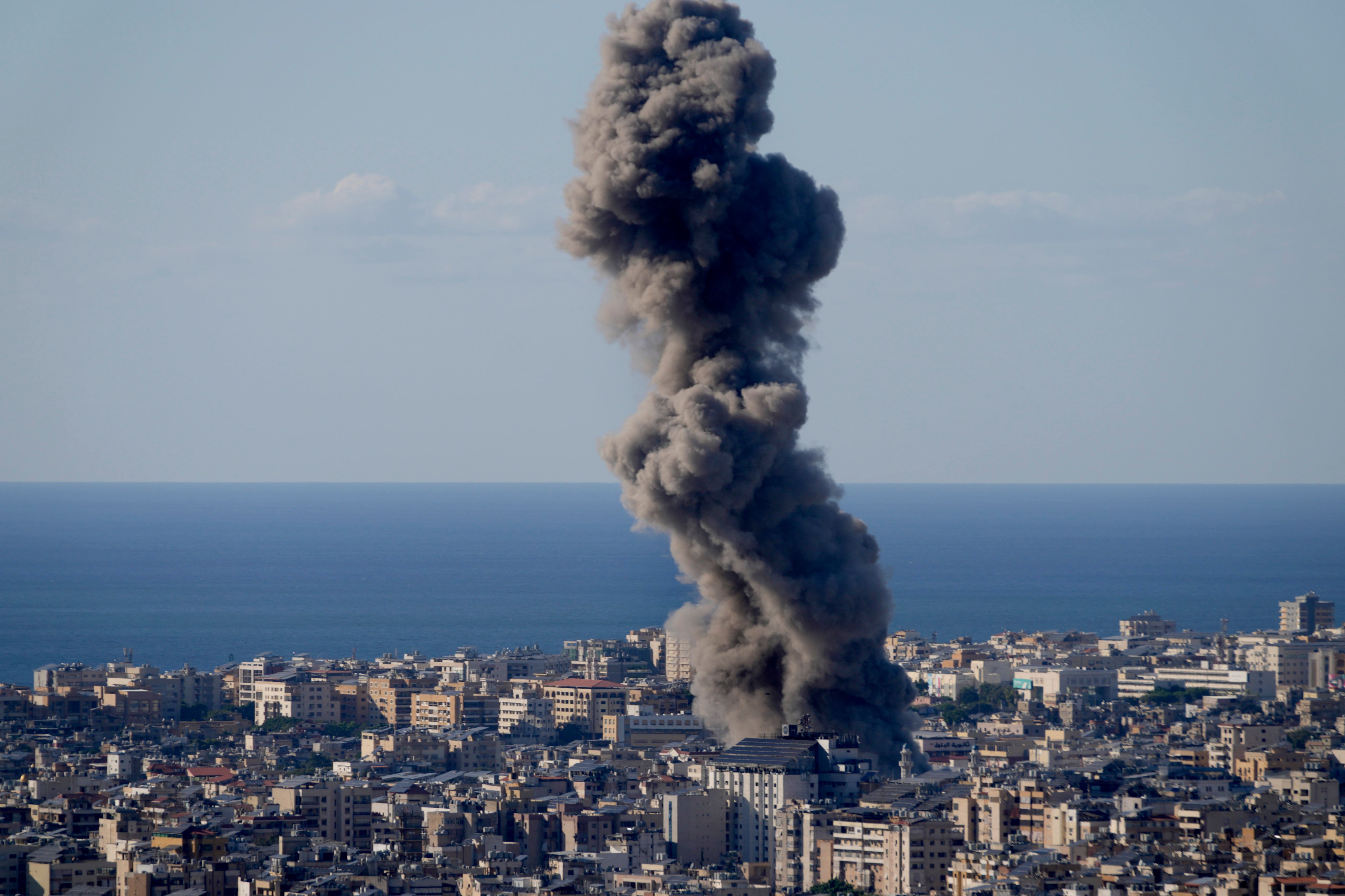 Smoke rises from an Israeli airstrike on Dahiyeh, the southern suburb of Beirut, Lebanon, on October 19. Photo: AP