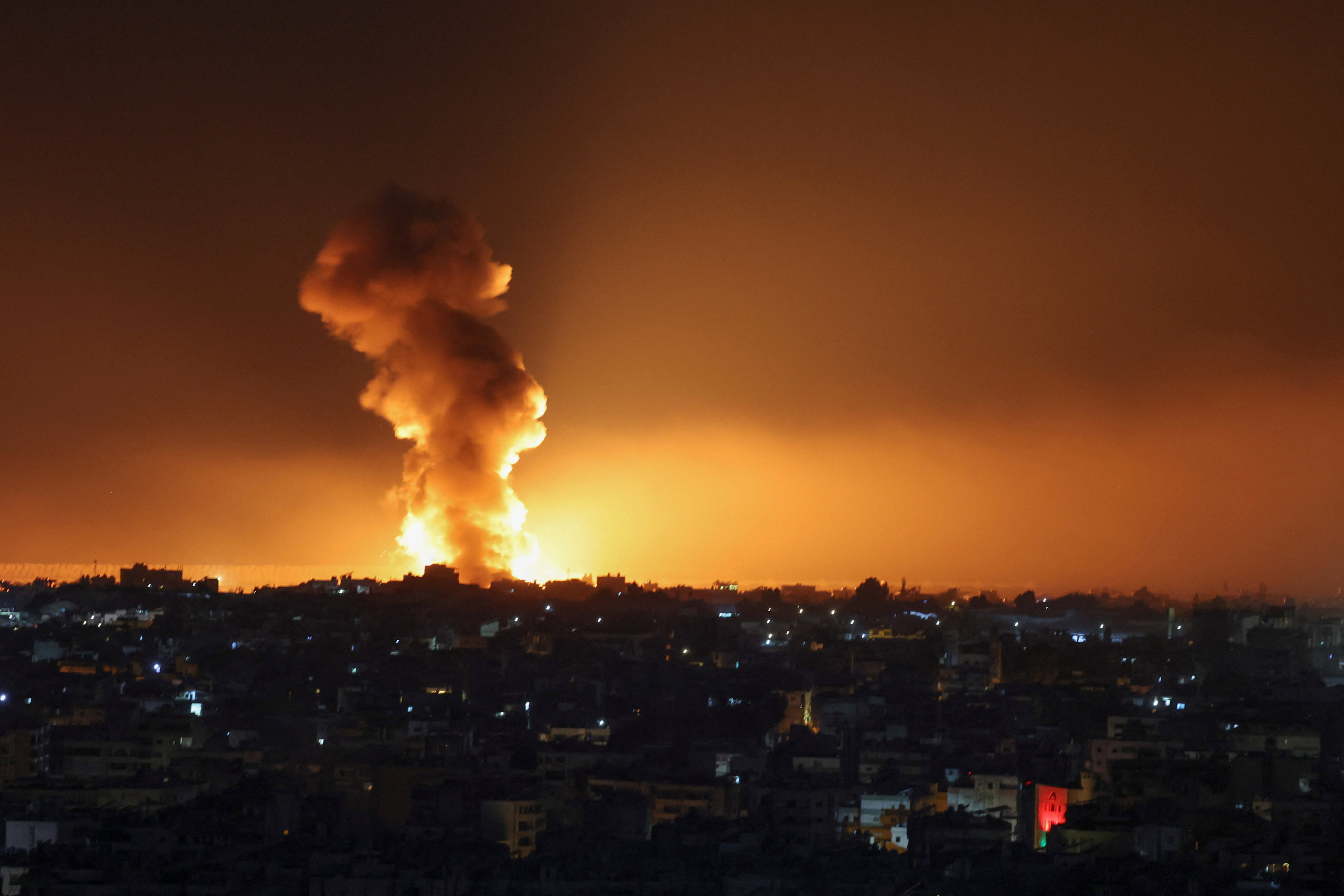 Smoke and flames billow over Beirut’s southern suburbs after an Israeli strike. Photo: Reuters