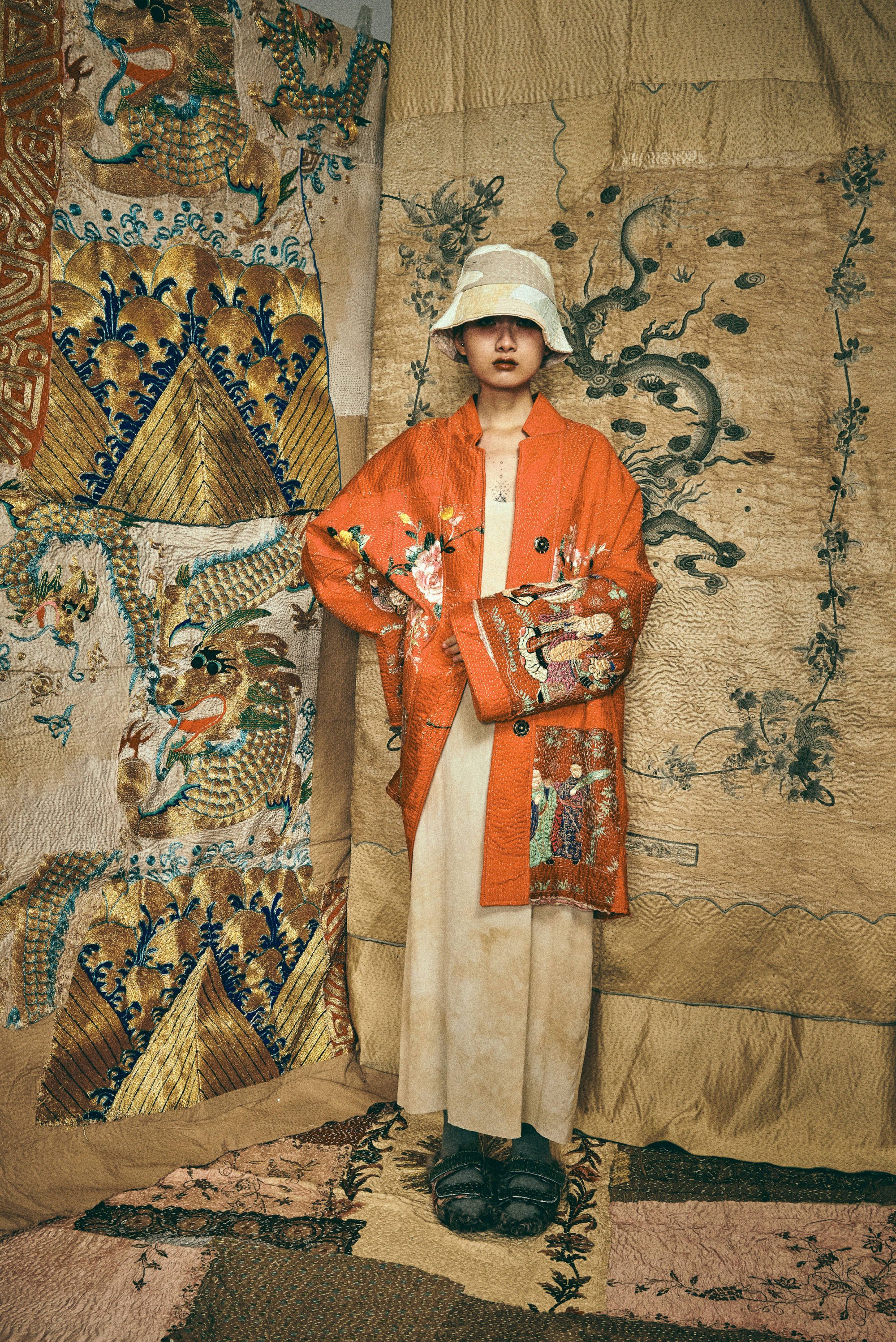 by walid アンティーク シルク 刺繍 ジャケット ブルゾン