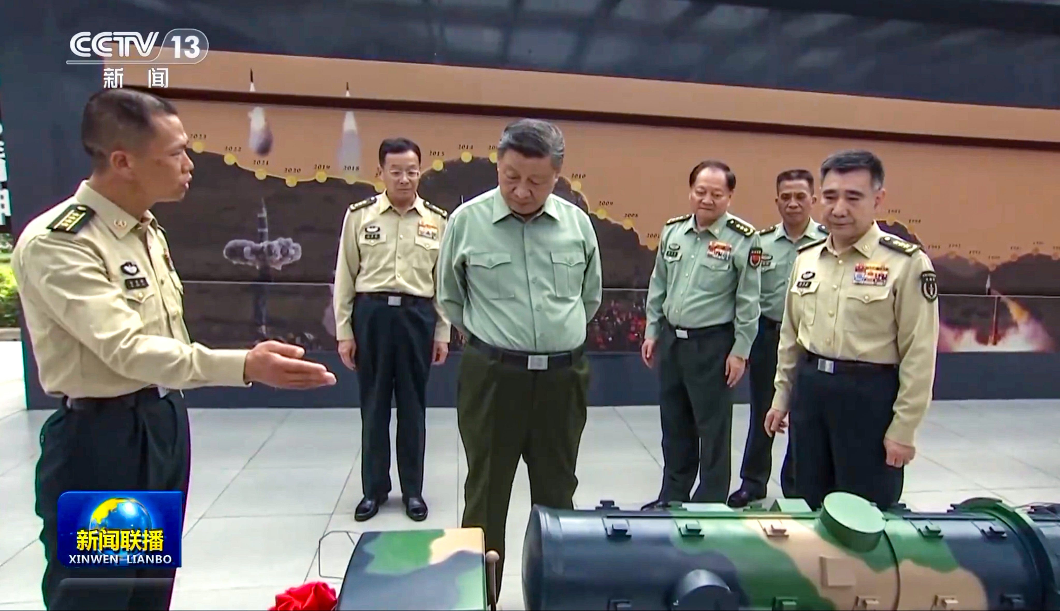 Chinese President Xi Jinping inspected a brigade of the People’s Liberation Army Rocket Force last week. Photo: CCTV