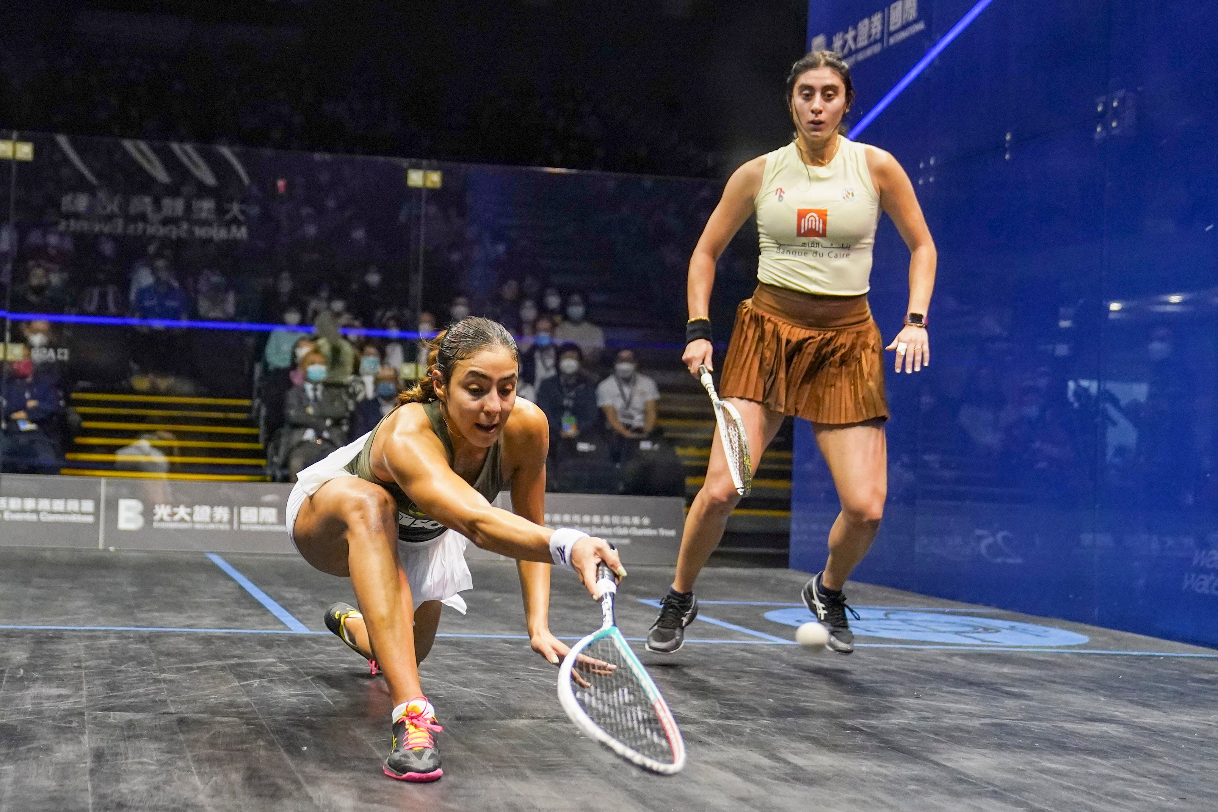 Defending champion Hania El Hammamy (left) and world No 1 Nour El Sherbini contesting the  2022 final in Hong Kong. Both are expected to be back this year. Photo: Elson Li