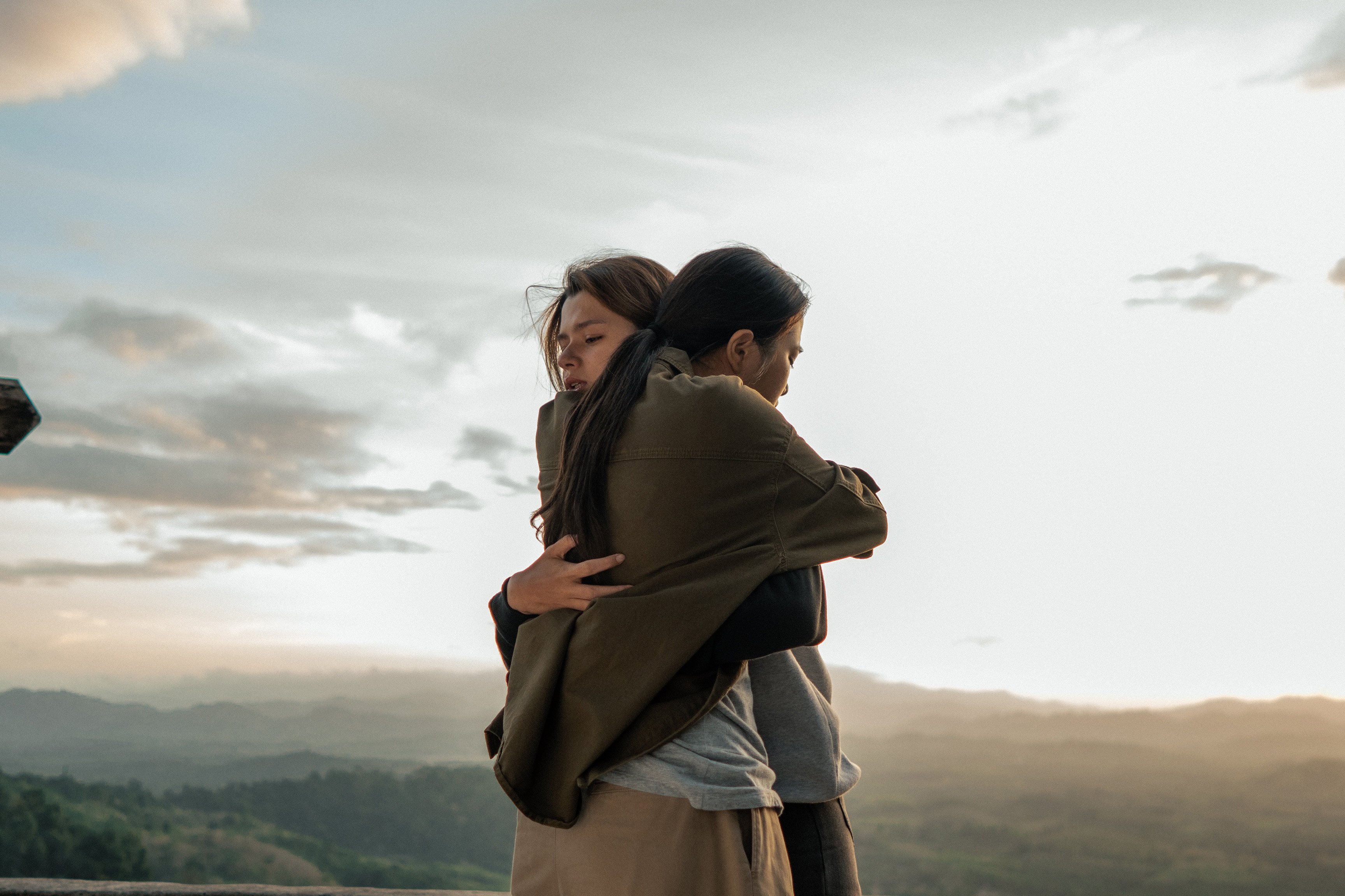 Freen Sarocha Chankimha (front) and Rebecca Patricia Armstrong in a still from Uranus 2324 (category IIB; Thai, English), directed by Thanadol Nualsuth.