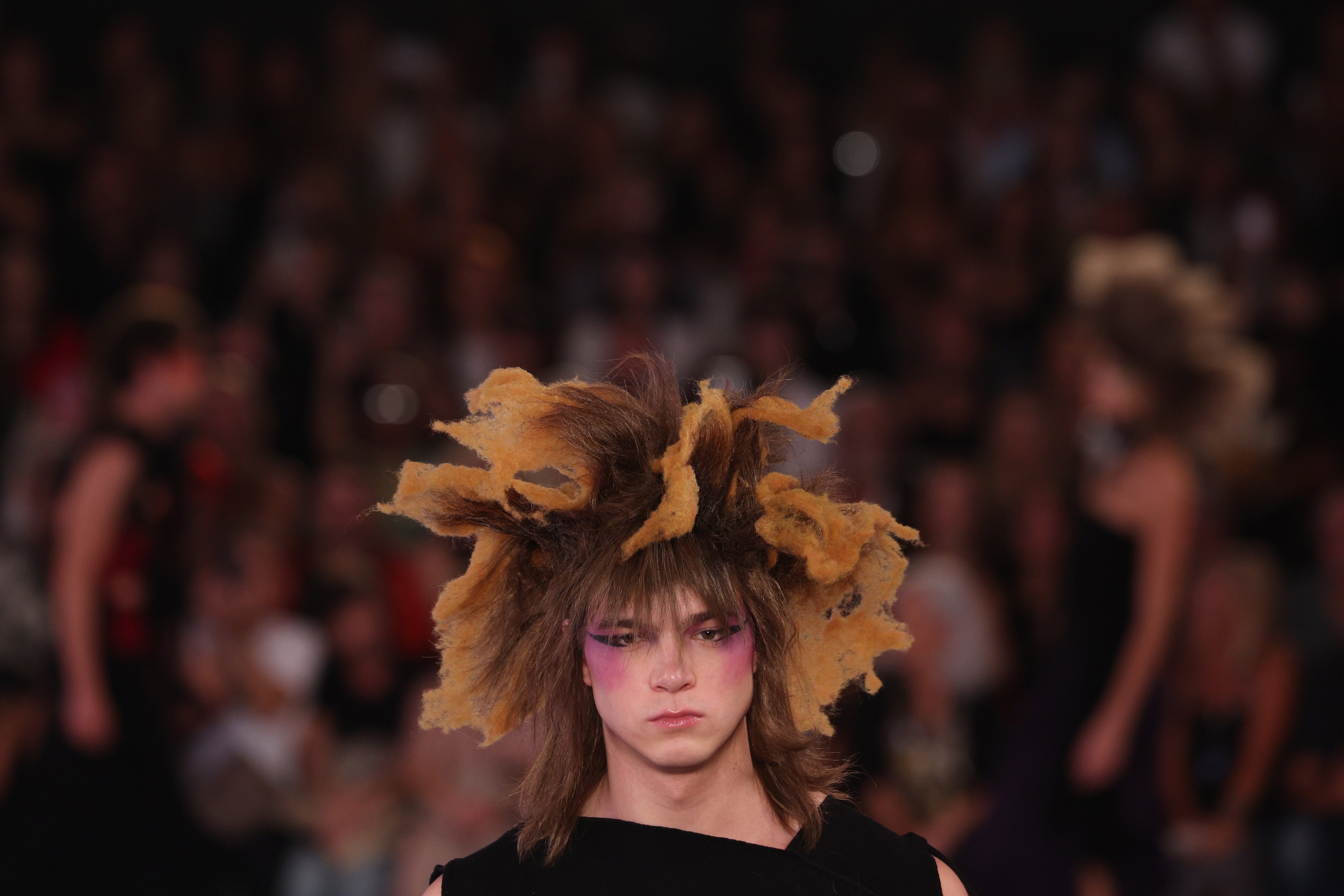 A model displays a creation from Portuguese fashion designer Valentim Quaresma during Lisbon Fashion Week in Lisbon. Photo: EPA-EFE