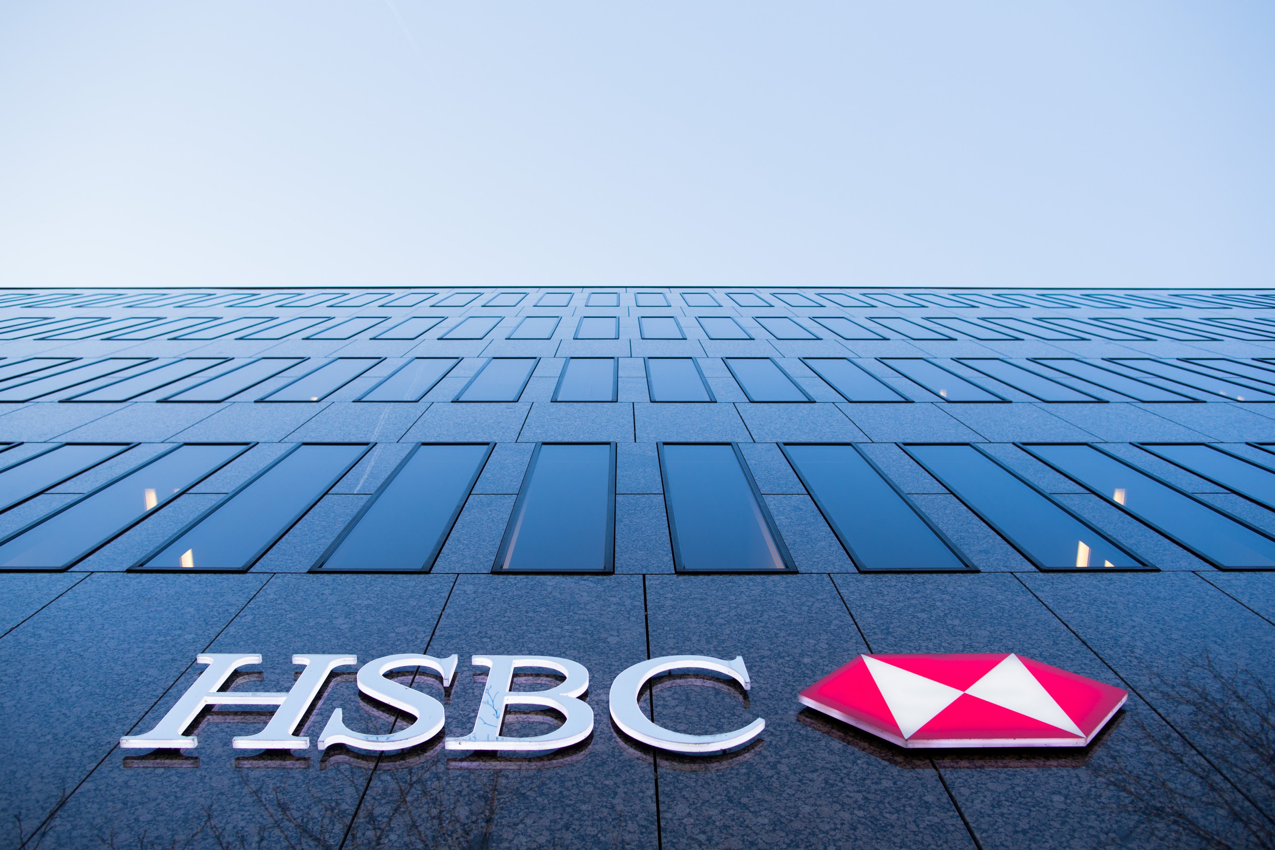 HSBC logo on a bank building in Germany. Photo: dpa