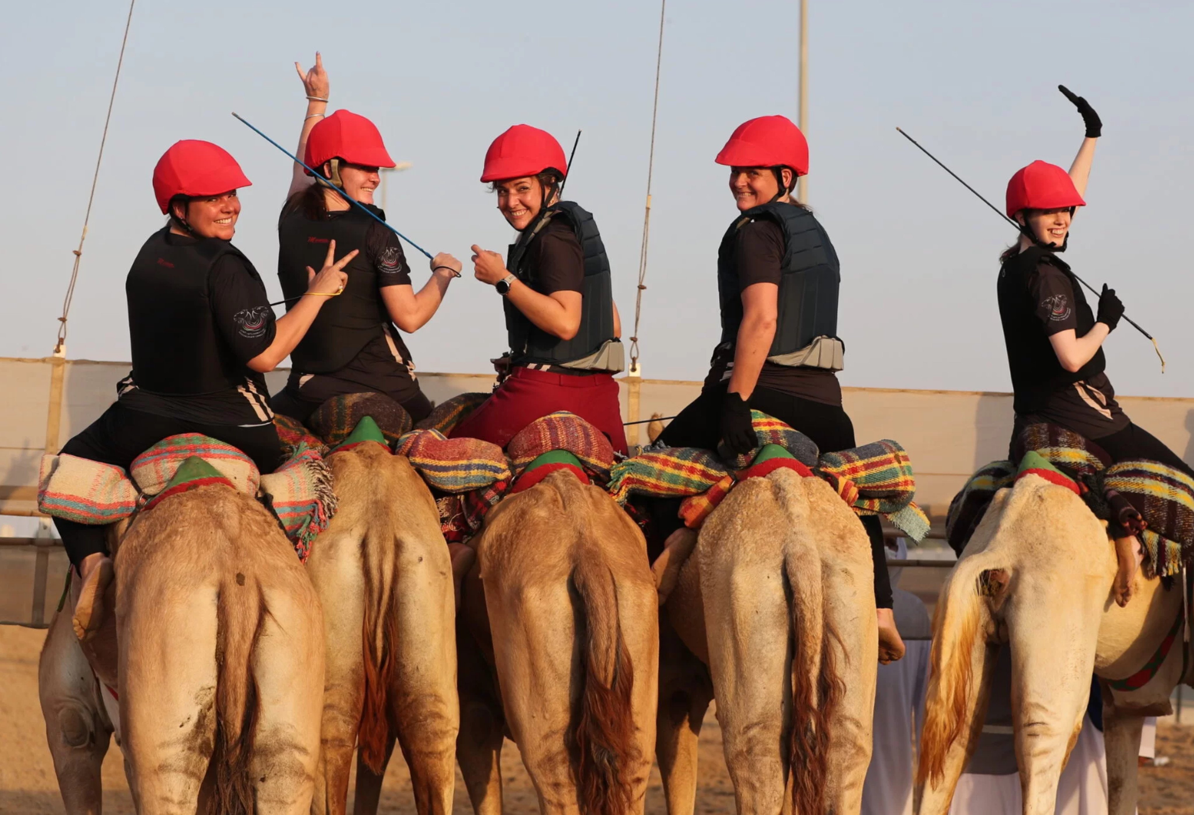 Women jockeys at the 2024 Crown Prince Camel Festival in Taif, Saudi Arabia. Women are challenging centuries of male dominance of the sport. Photo: Instagram/@arabianleaders