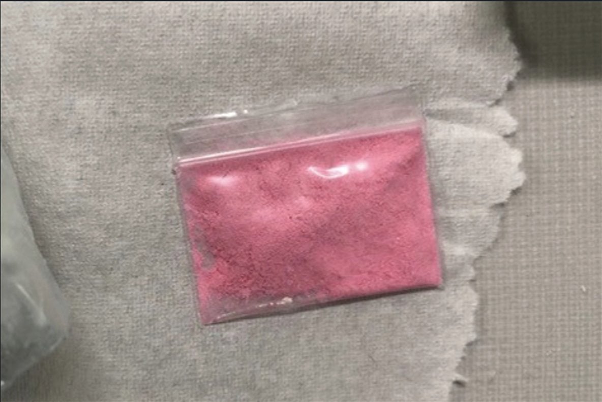 A bag of pink cocaine is seen in January 2023. Photo: Office of the Special Narcotics Prosecutor in New York via AP