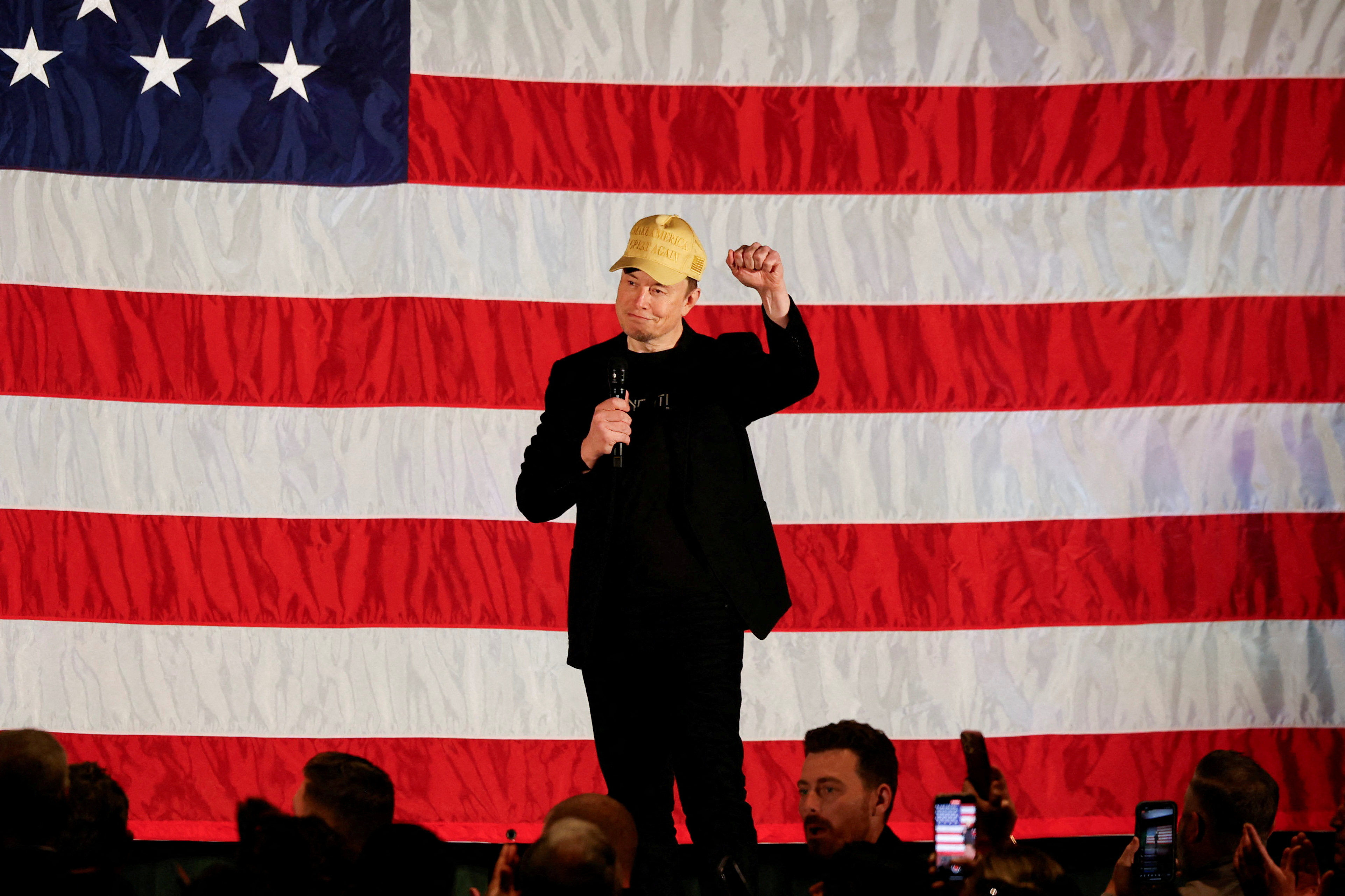 Tesla CEO and X owner Elon Musk speaks about voting during an America PAC Town Hall in Folsom, Pennsylvania, on October 17. Photo: Reuters