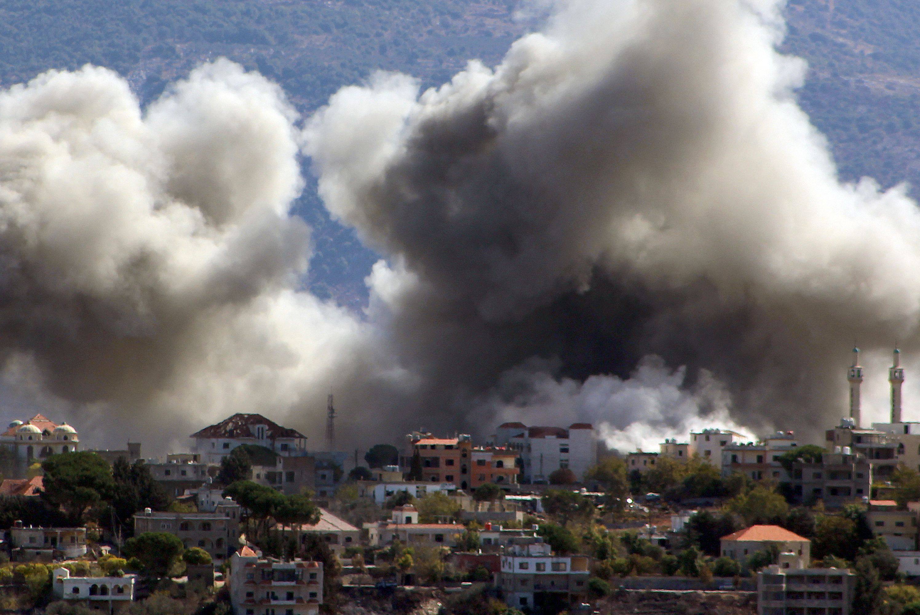 Smoke rises from the site of an Israeli airstrike that targeted the southern Lebanese village of Khiam. Photo: AFP