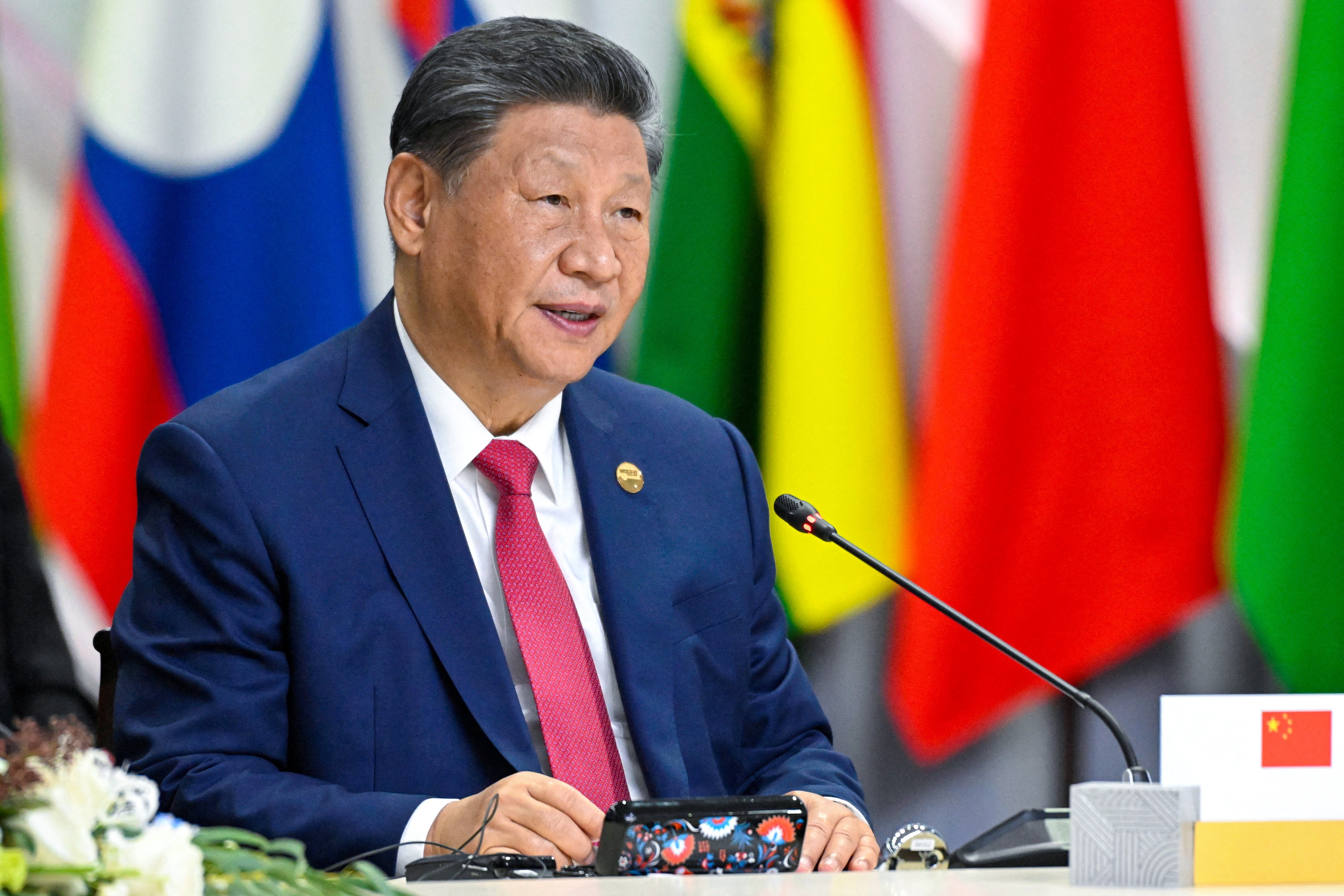 President Xi Jinping speaks at the Brics summit in Russia on Wednesday. Photo: Reuters