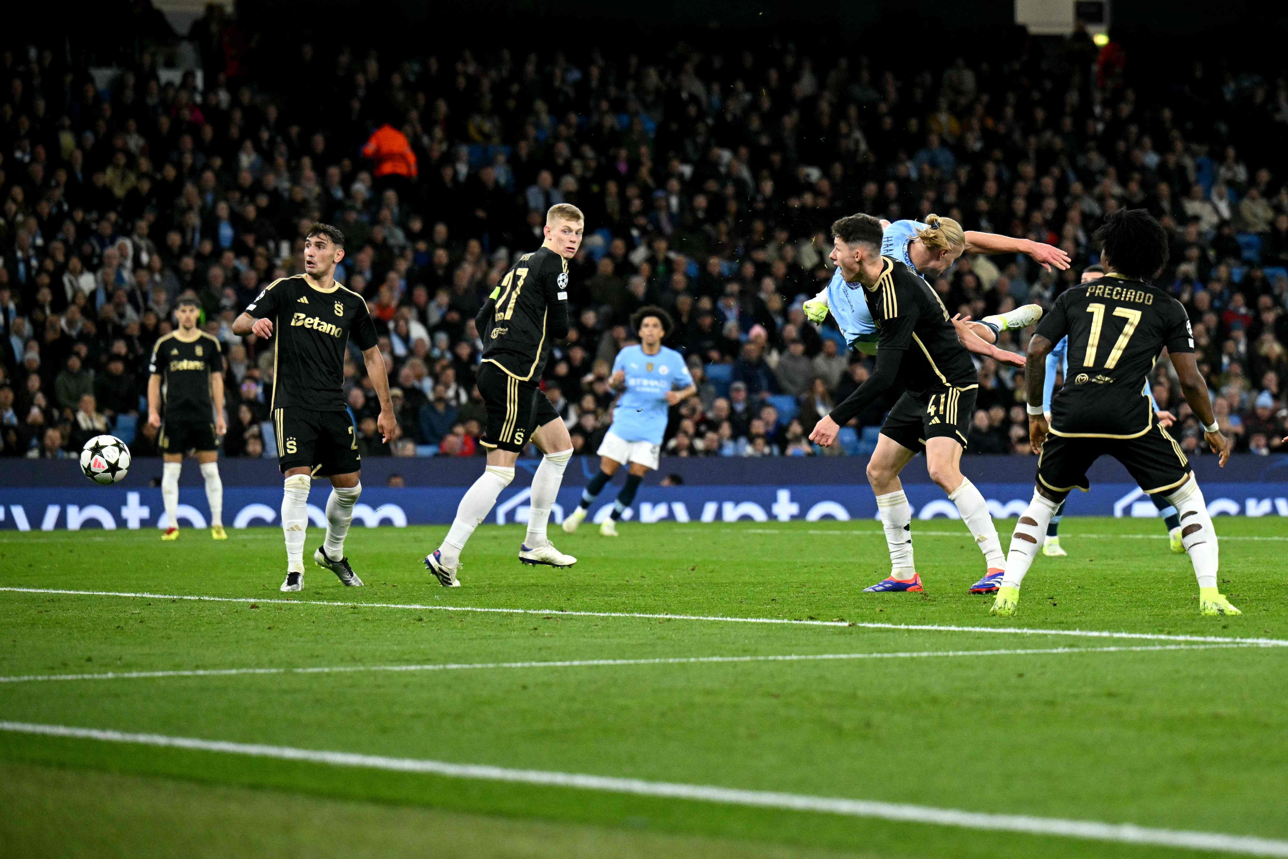 Erling Haaland scored a ridiculous goal in his side’s win over Sparta Prague. Photo: AFP