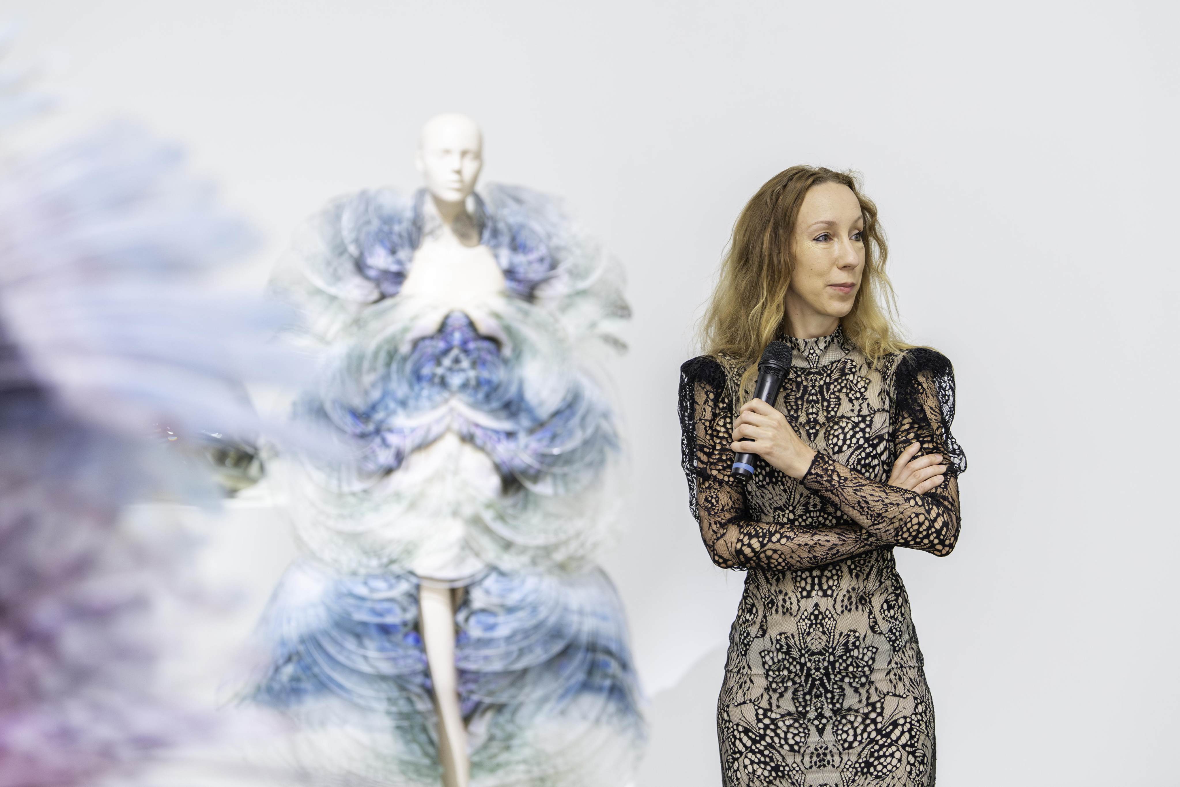 Iris van Herpen at “Iris van Herpen: Sculpting the Senses” at the Gallery of Modern Art, Brisbane. Photo: QAGOMA