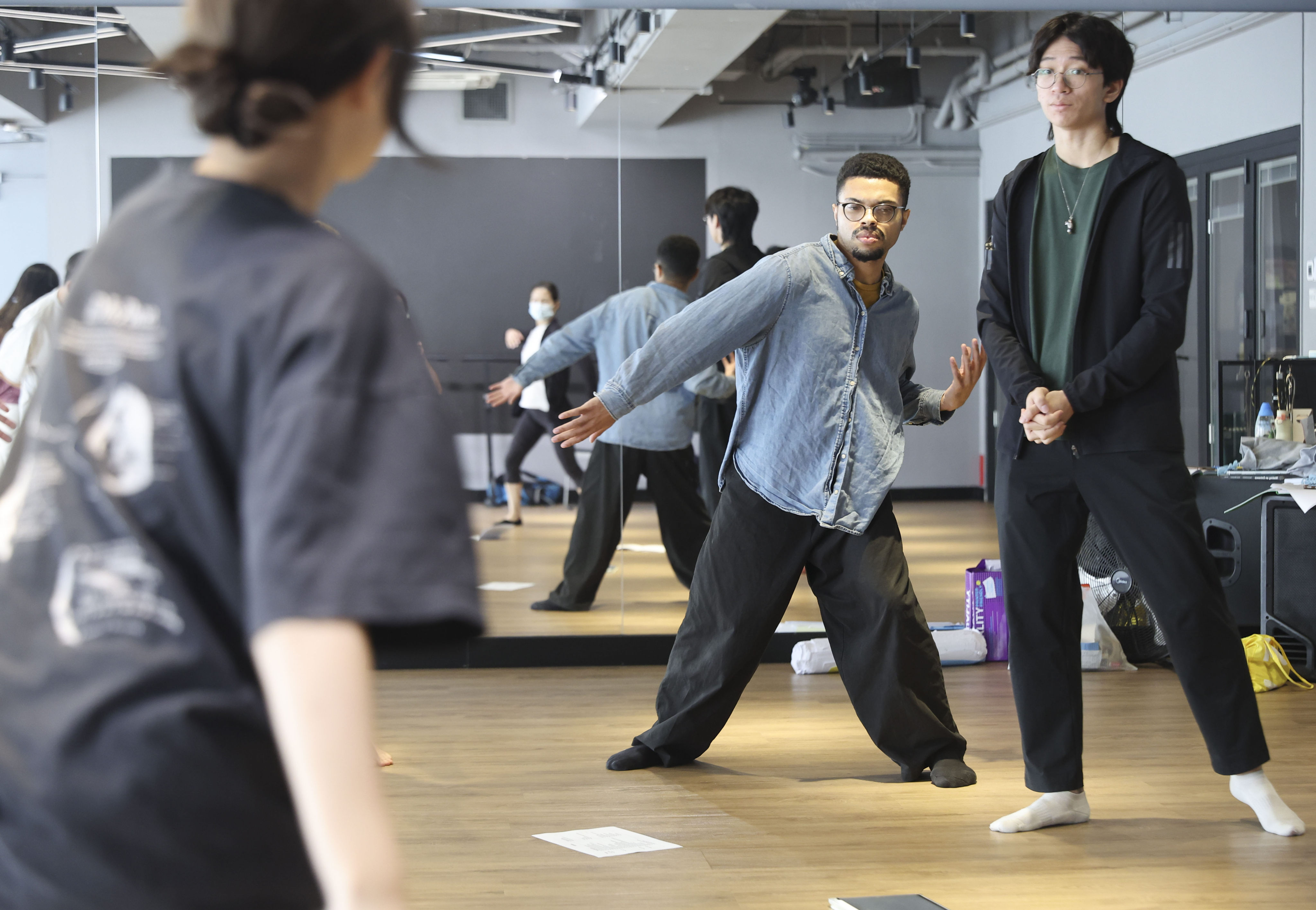 Dominic Mitchell (centre) is the co-artistic director of London-based Candoco Dance Company. Photo: Edmond So