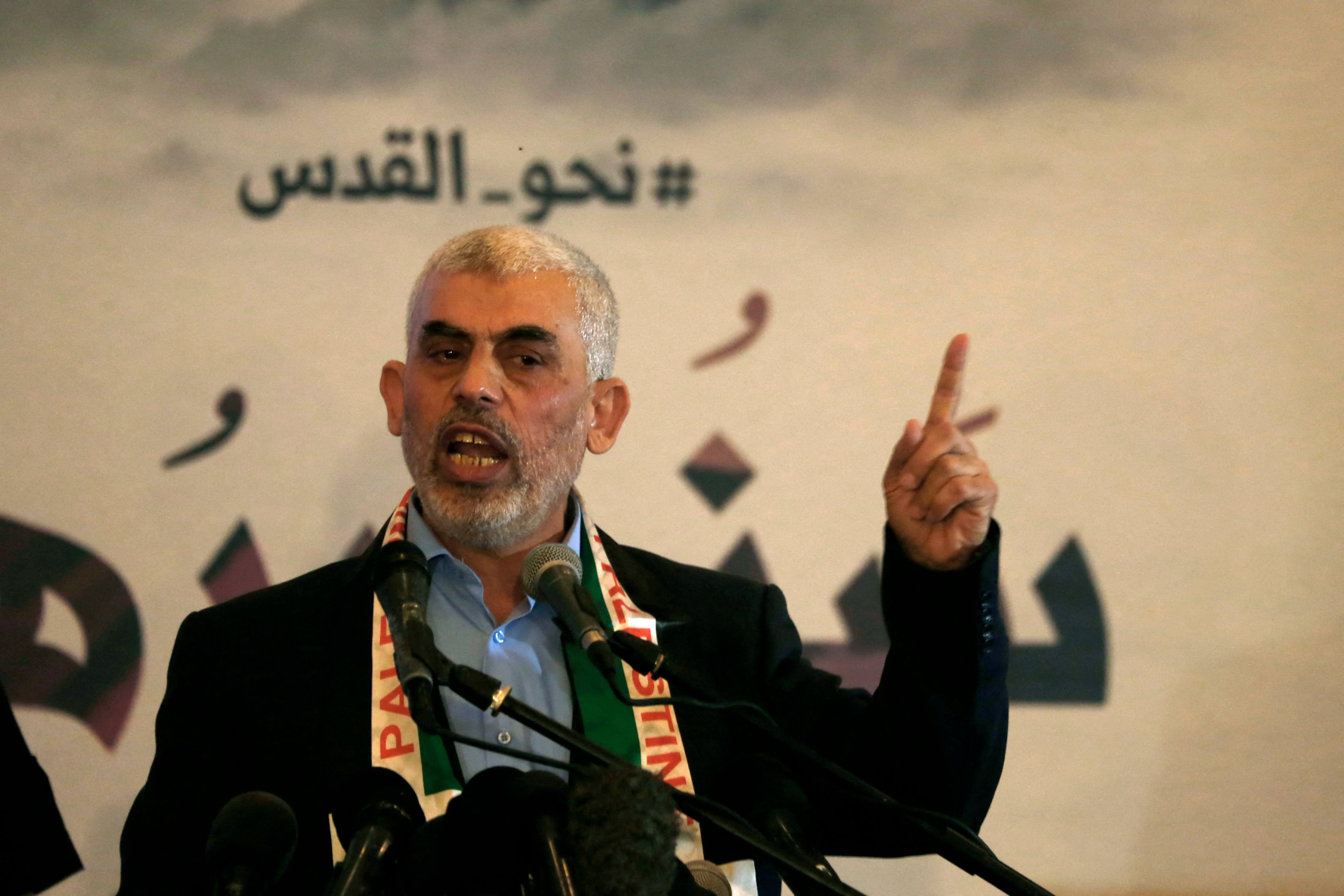 Hamas chief Yahya Sinwar speaks during a news conference in Gaza City in 2019. Photo: AFP