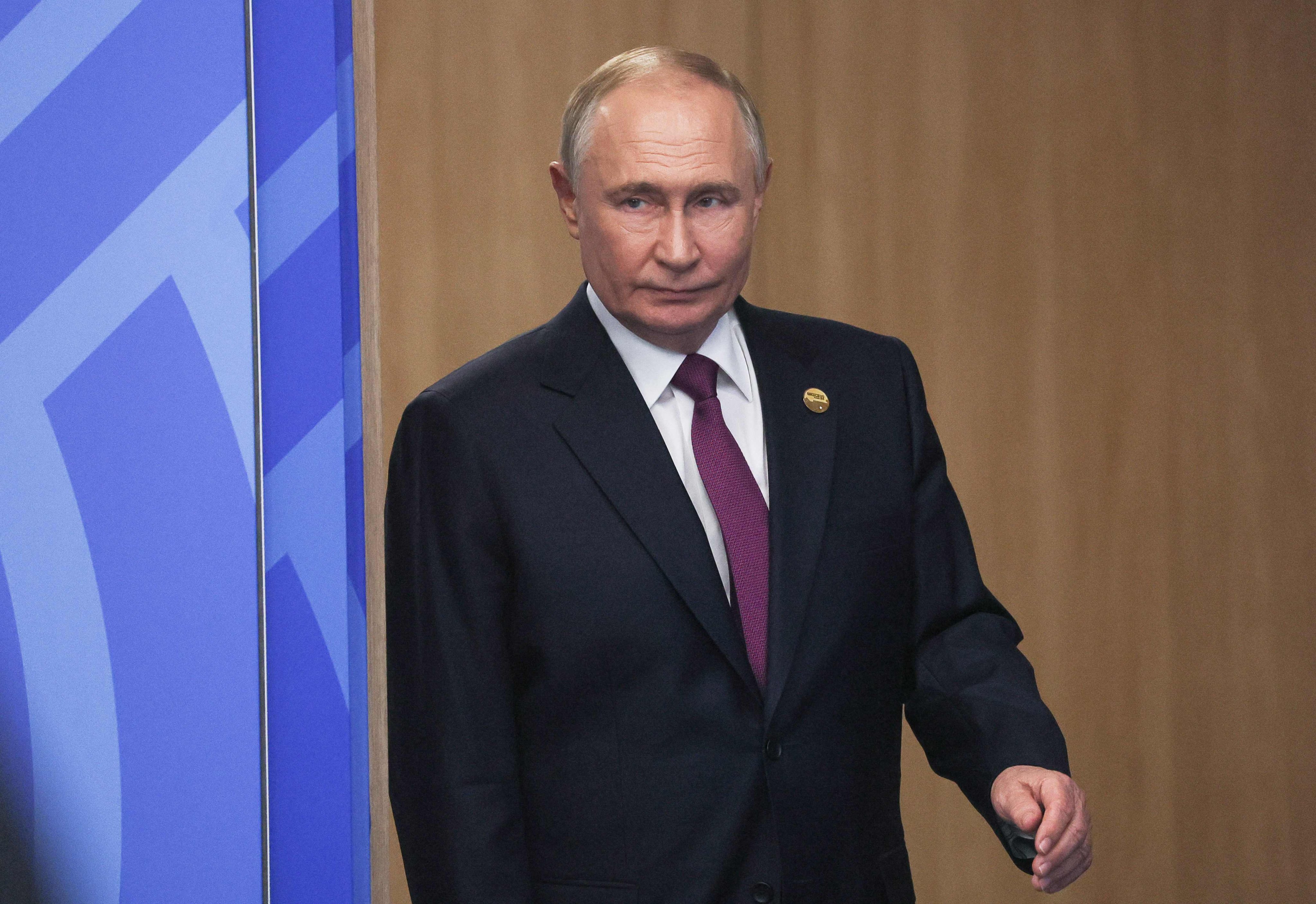 Russian President Vladimir Putin enters a meeting on the sidelines of the Brics summit in Kazan, Russia, on Thursday. Photo: AFP