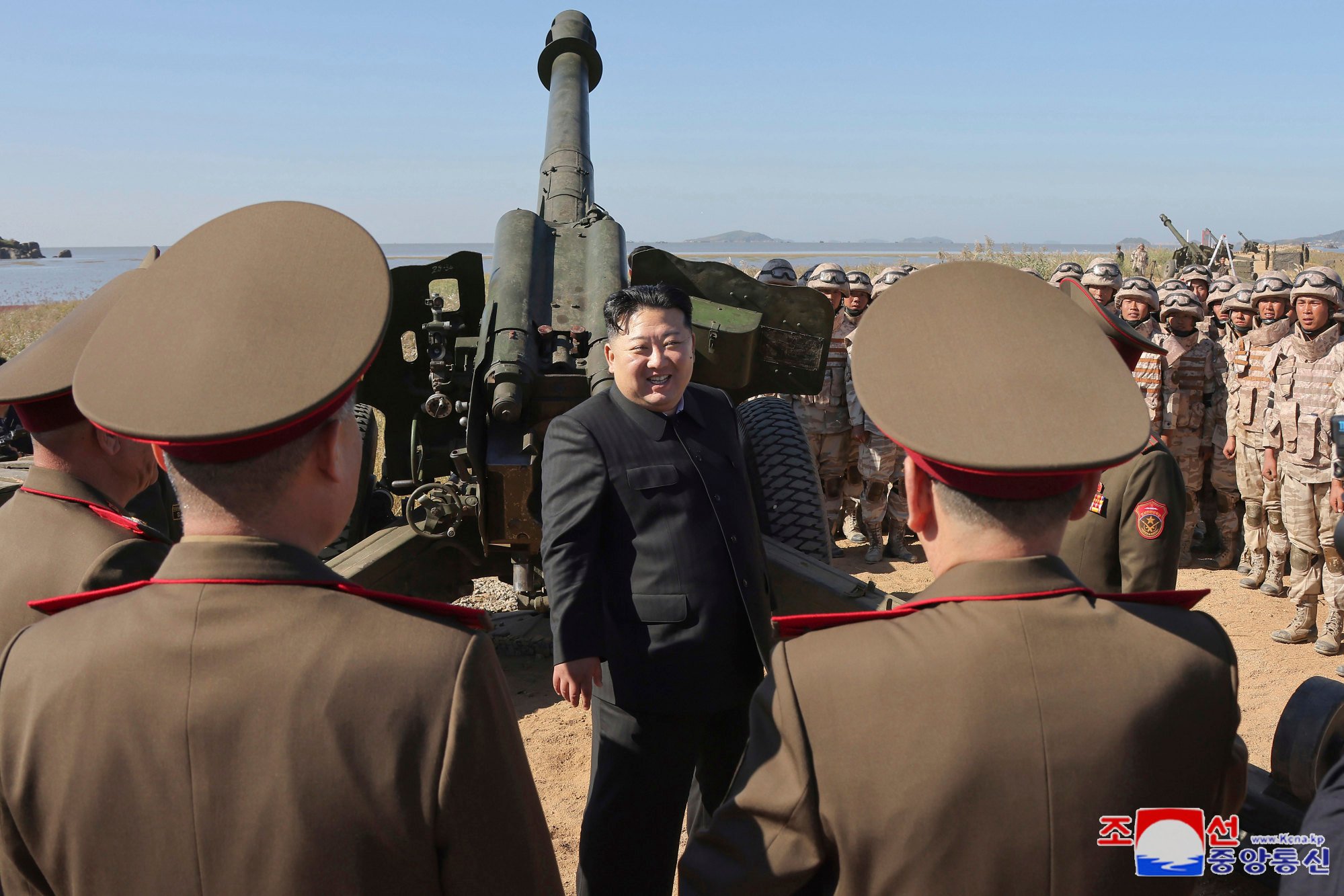 Kim Jong-un visits an undisclosed location in North Korea to watch an artillery exercise. Photo: KCNA via AP