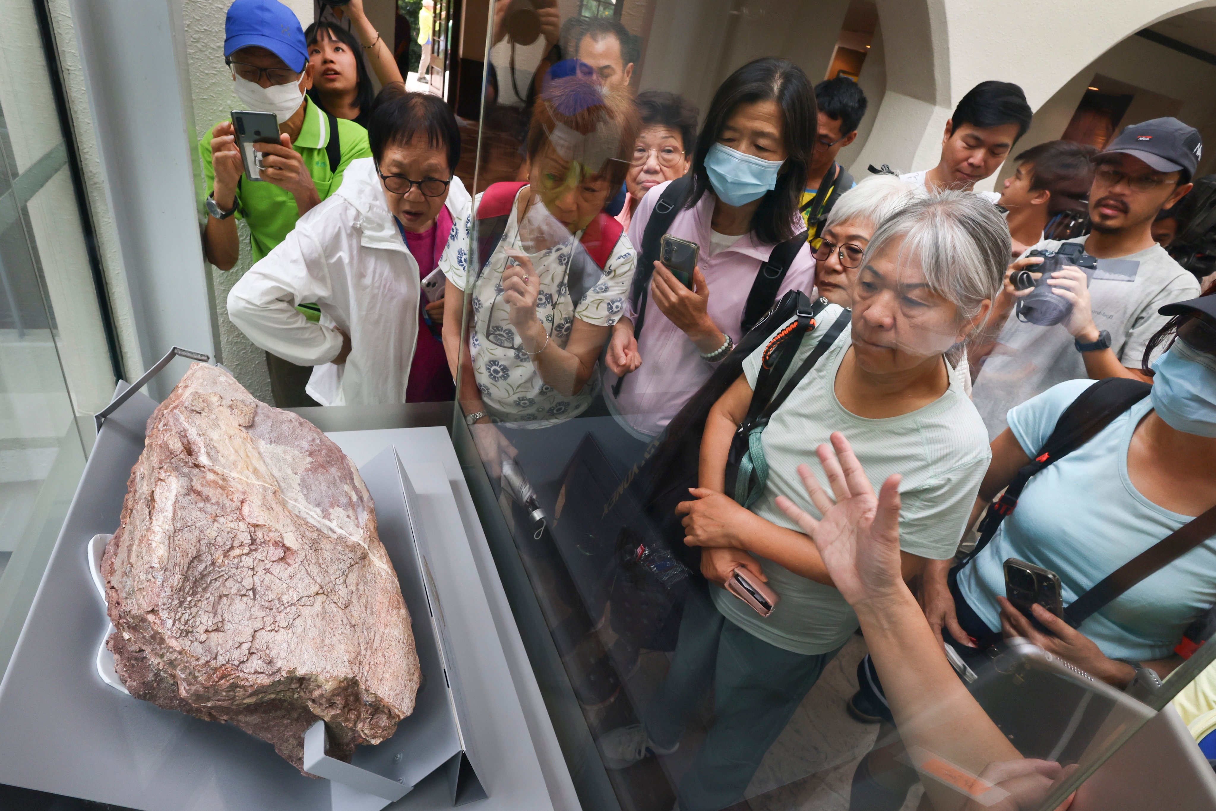 Visitors at the Hong Kong Heritage Discovery Centre in Tsim Sha Tsui view the dinosaur fossils. Photo: Dickson Lee