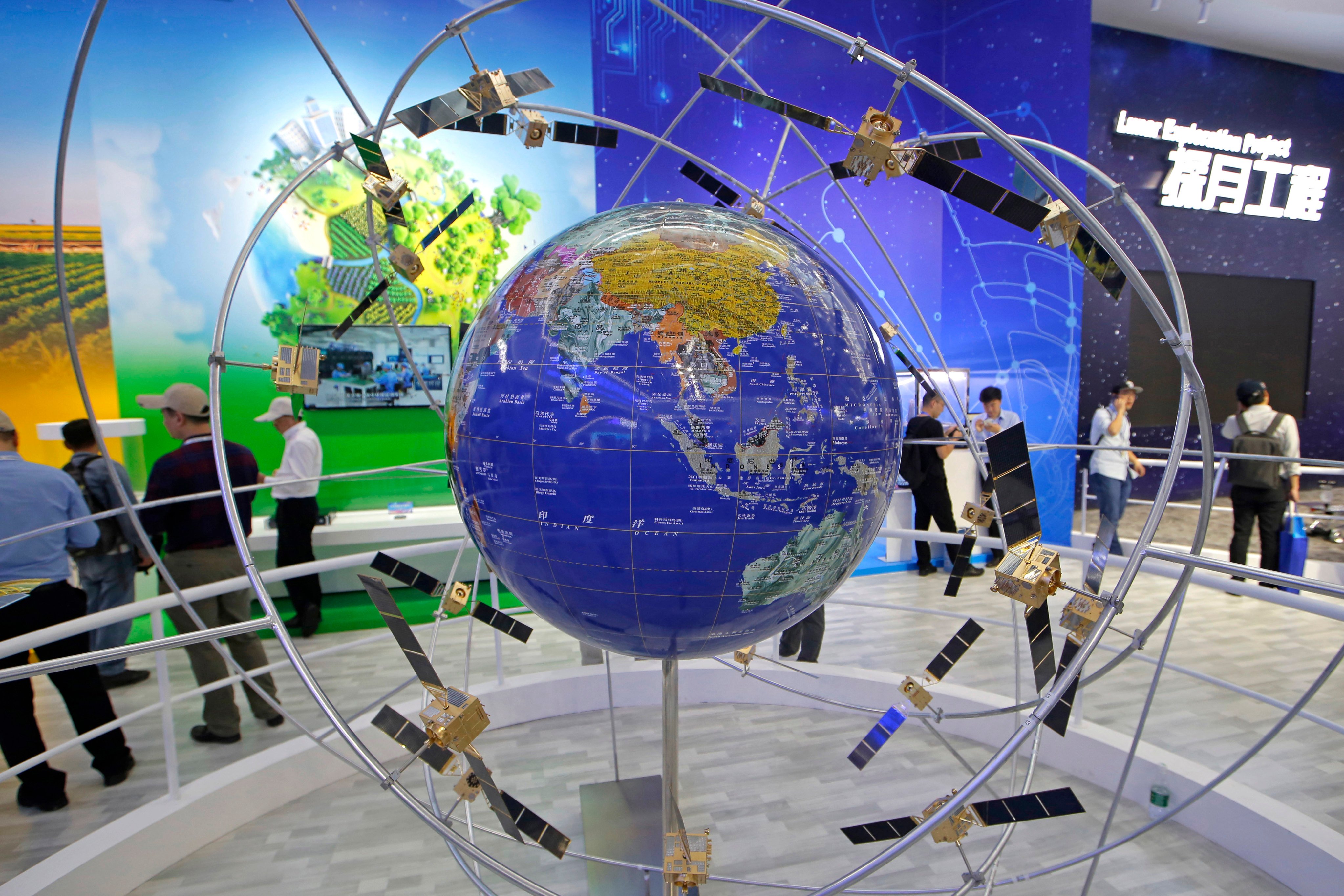 A model of China’s BeiDou navigation satellite system that was officially commissioned in 2020 and is one of the geostationary networks that could be affected by the Intelsat incident. Photo: AP