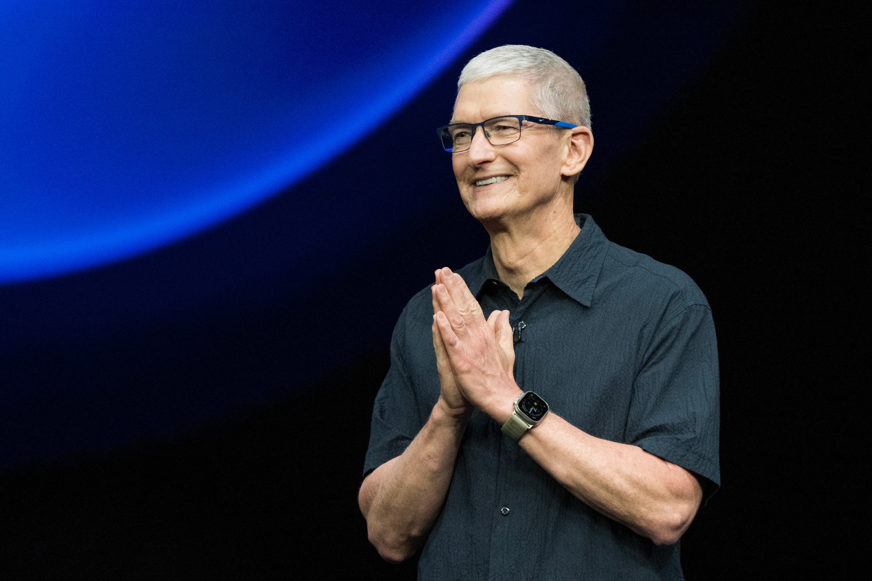 Apple CEO Tim Cook speaks during the company’s “It’s Glowtime” event in Cupertino, California, on September 9, 2024. Photo: TNS