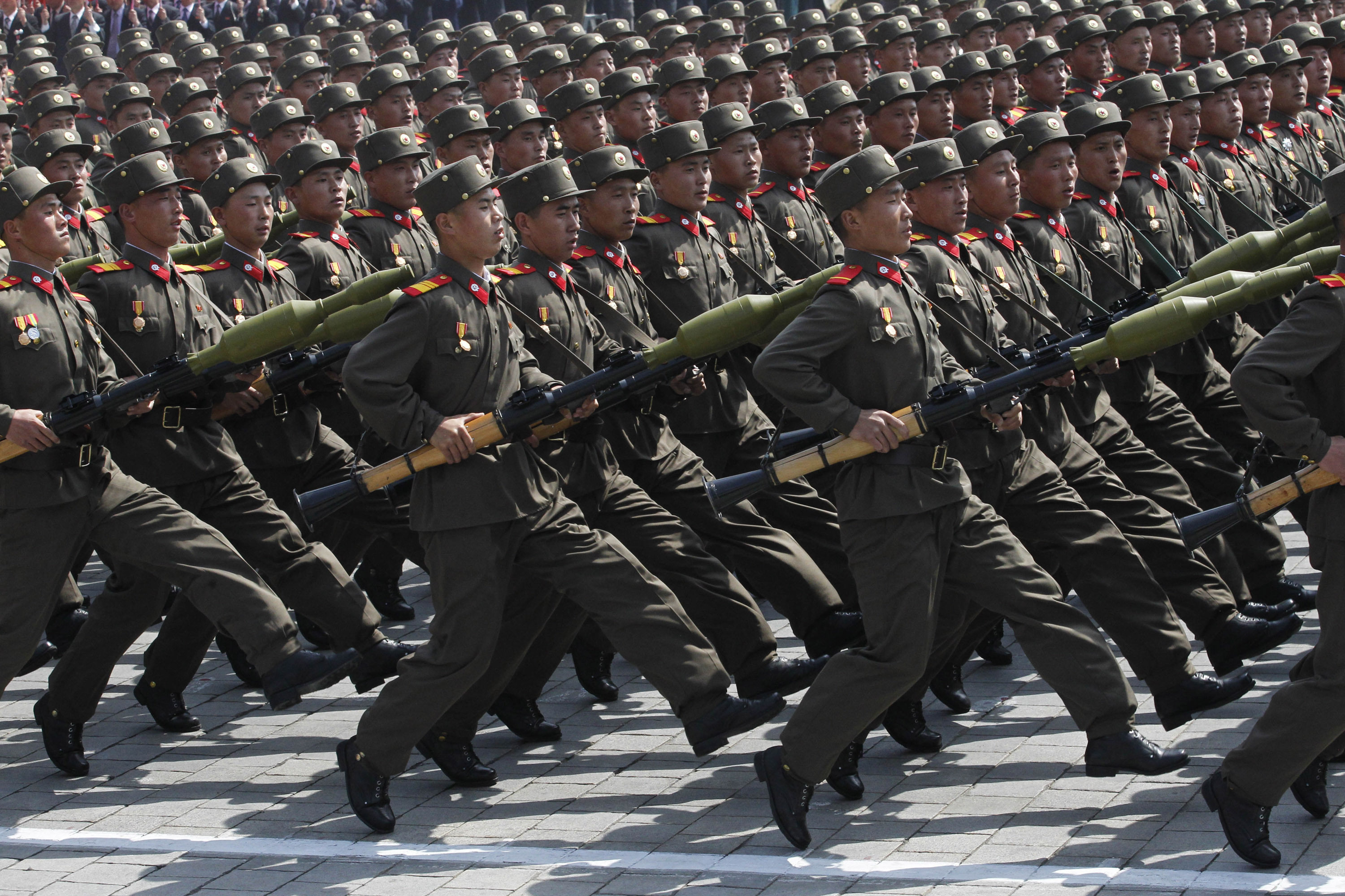 North Korean soldiers march during a military parade in Pyongyang. Photo: AP