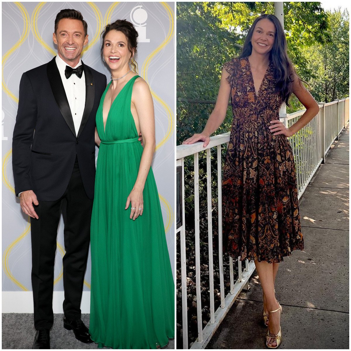 Broadway star Sutton Foster is rumoured to be dating her former co-star Hugh Jackman. Photos: Getty Images, @suttonlenore/Instagram