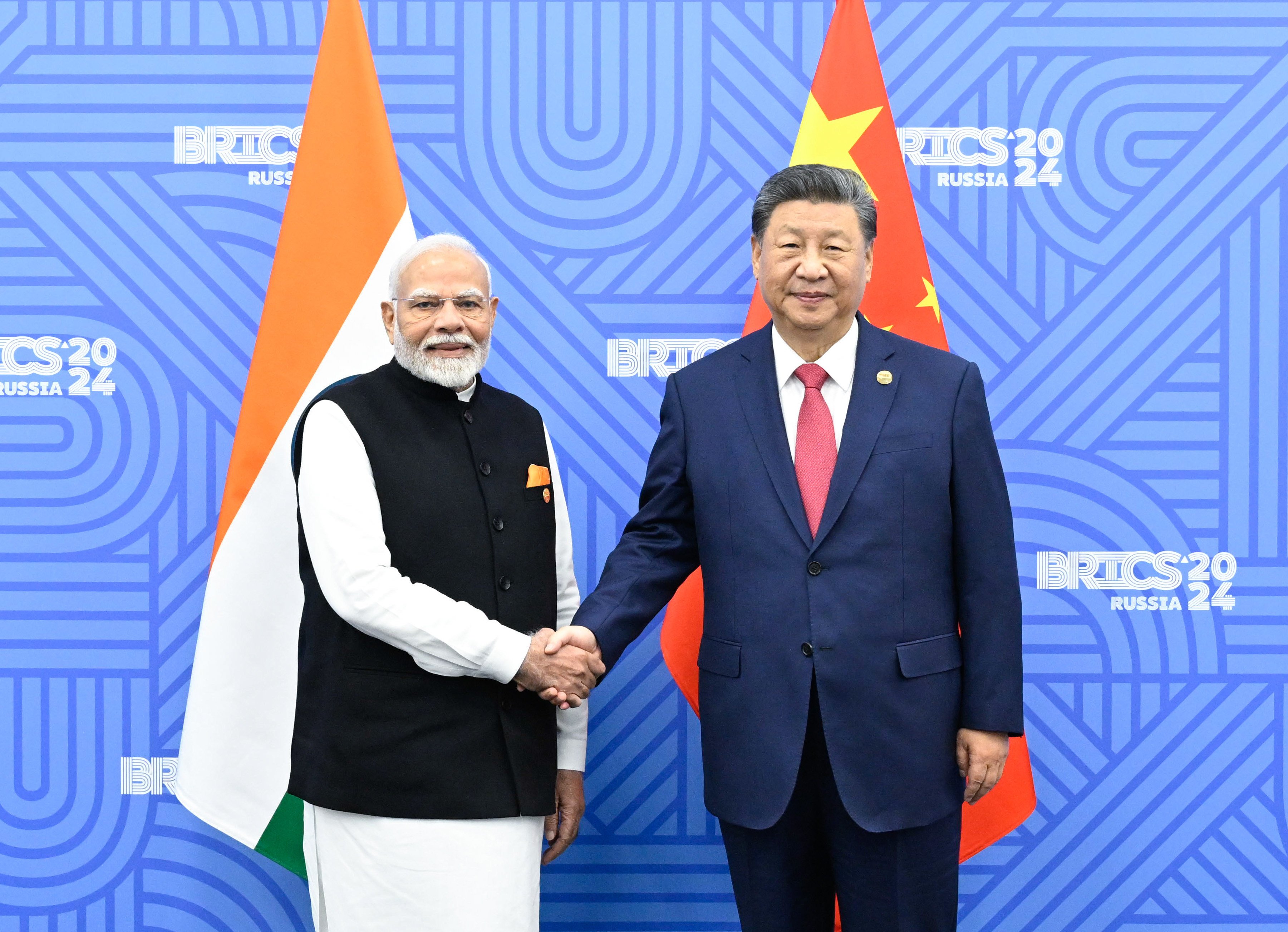 Chinese President Xi Jinping meets with Indian Prime Minister Narendra Modi at the Brics summit in Russia on Wednesday. Photo: Xinhua