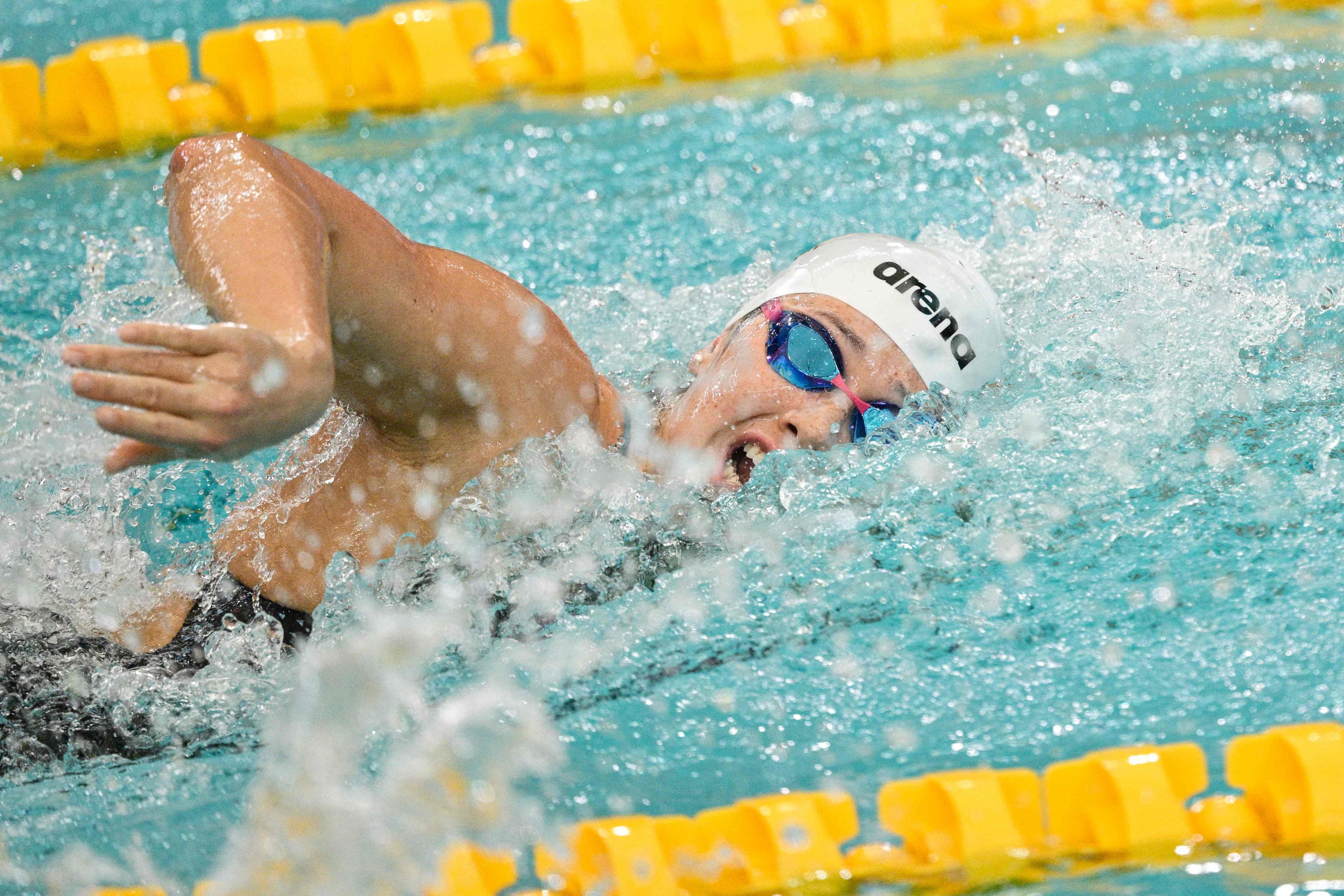 Hong Kong’s Siobhan Bernadette Haughey competes in a heat of the Womens 100m Freestyle event during the World Aquatics Swimming World Cup 2024 - Stop 2 at the Munhak Park Tae-hwan Aquatics Centre in Incheon on October 26, 2024. Photo: AFP