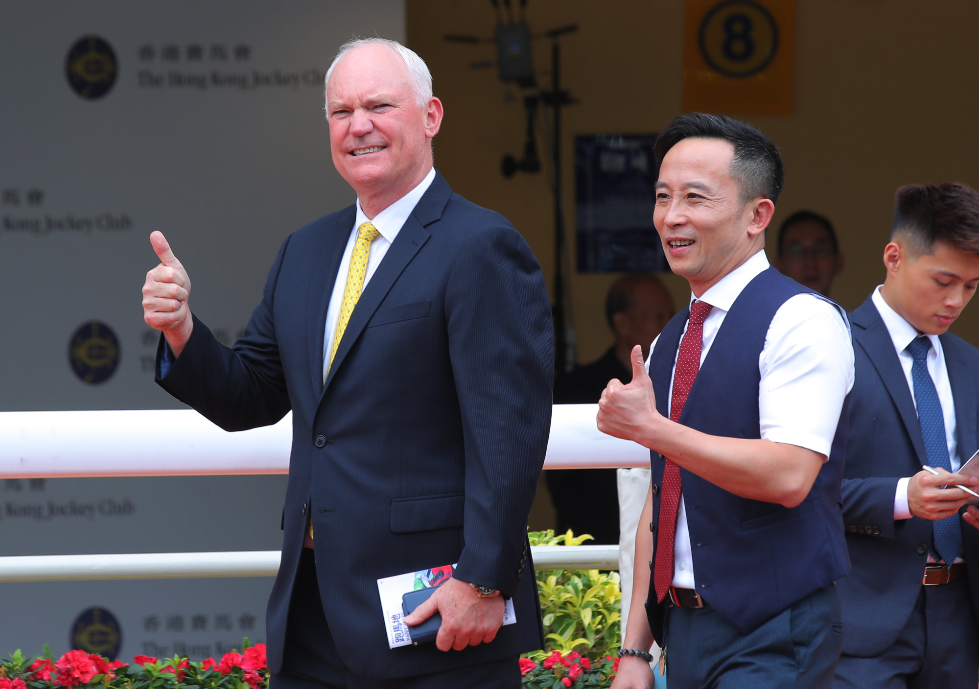 David Hall is all smiles after Sharpen Bright’s win at the Valley.