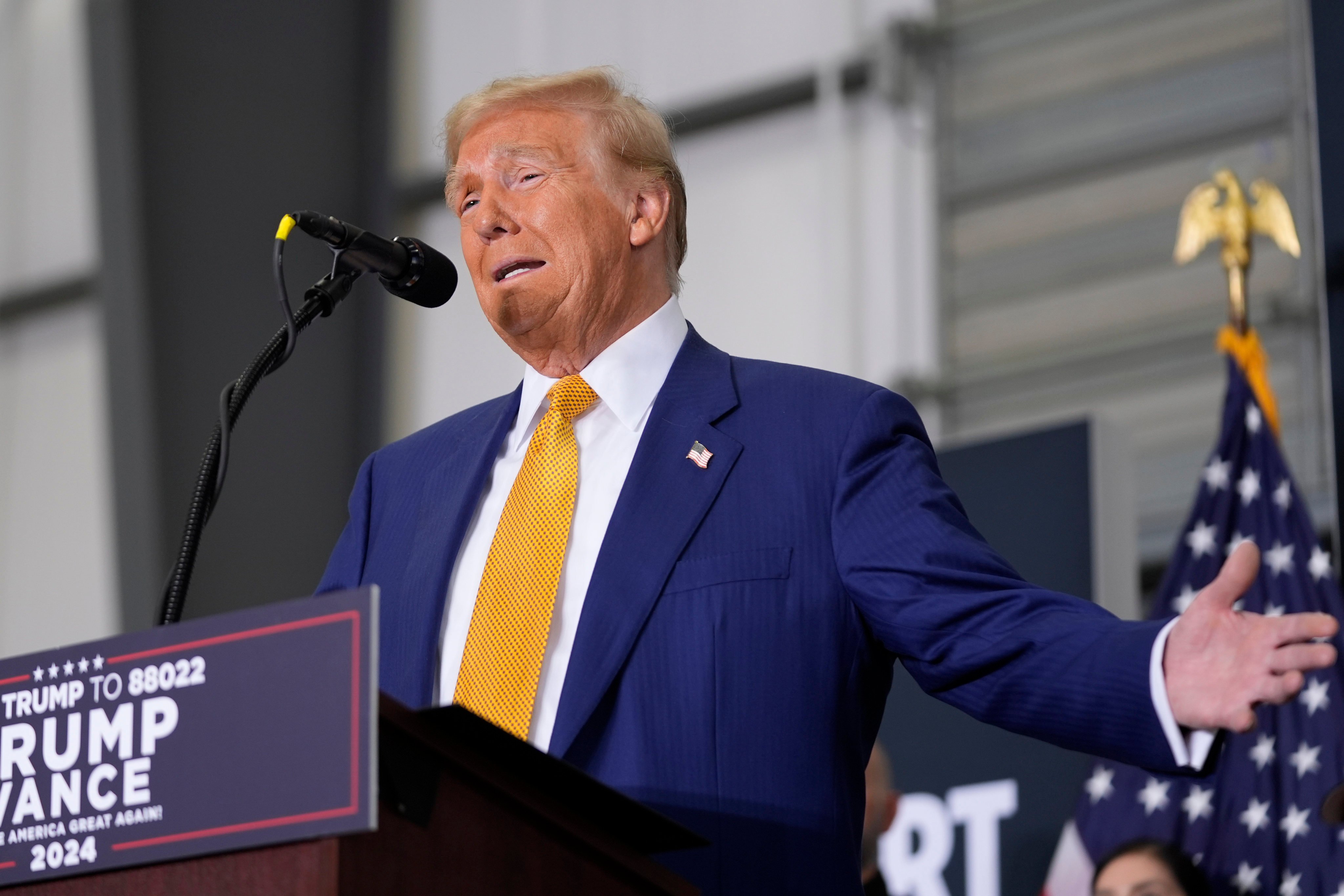 Former US president and current Republican presidential nominee Donald Trump speaks during a news conference in Texas on October 25, 2024. Photo: AP