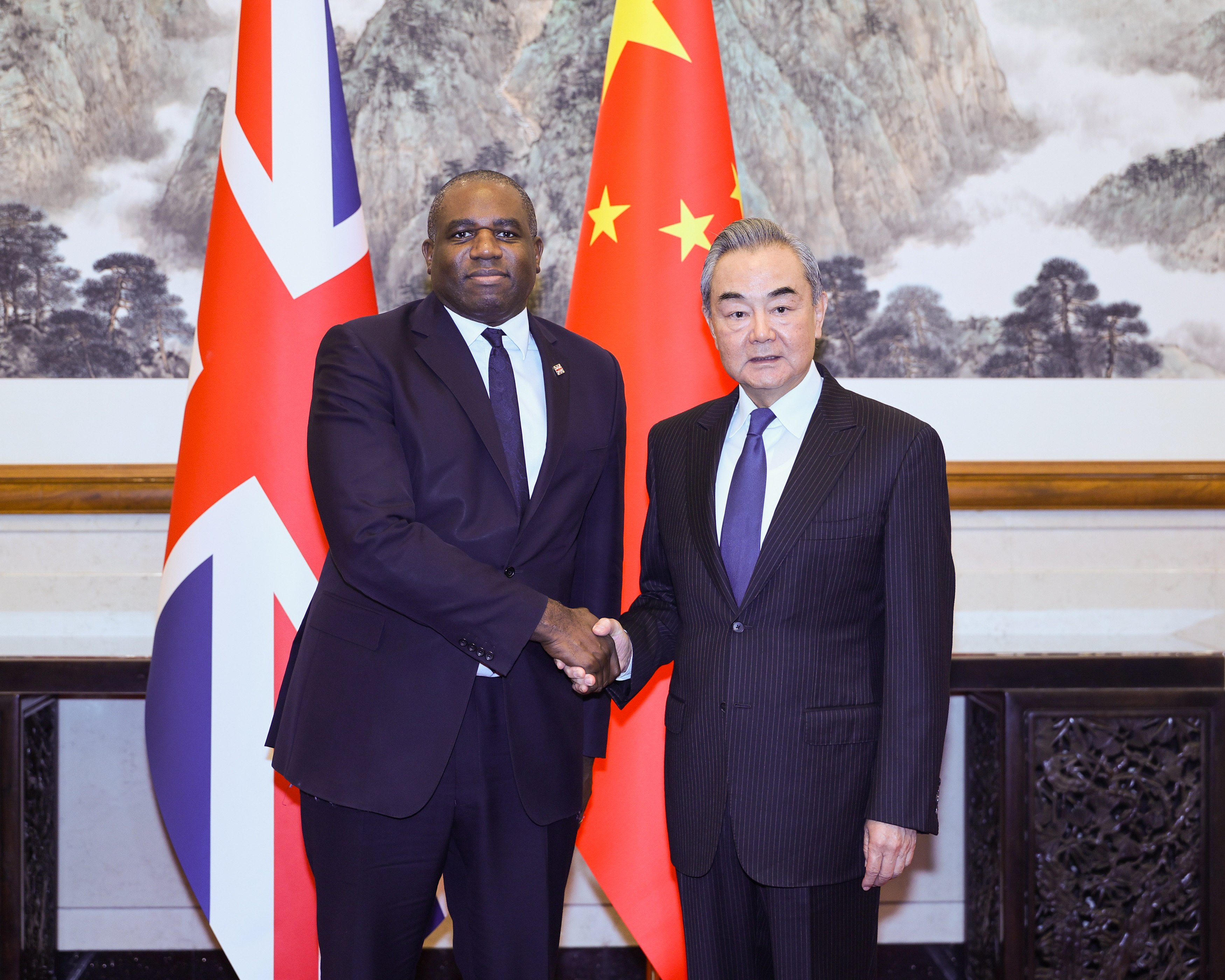 Chinese Foreign Minister Wang Yi with his British counterpart, David Lammy, in Beijing this month. Photo: Xinhua