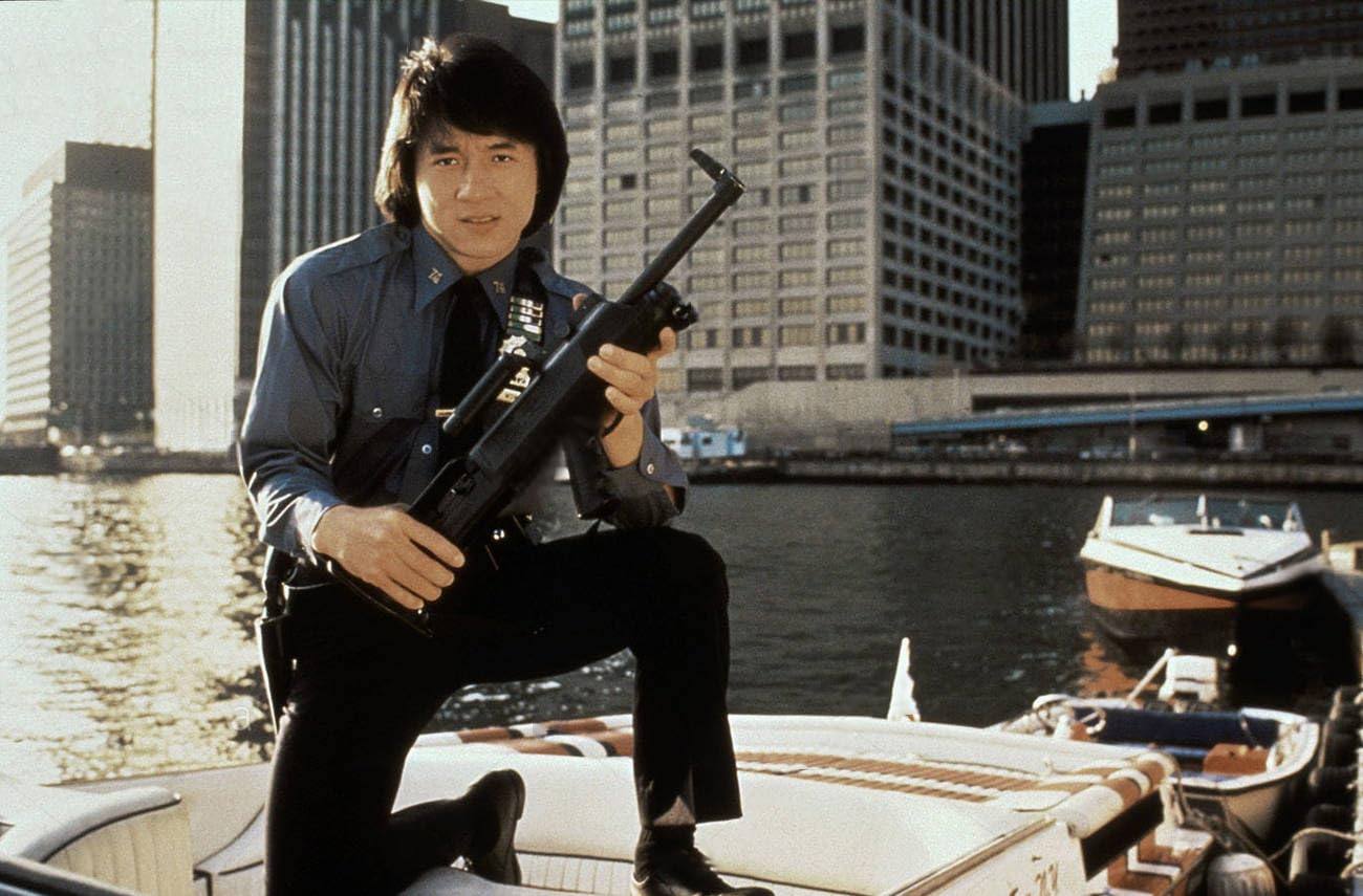 Jackie Chan in a still from The Protector, one of the Hong Kong martial arts actor’s many attempts to crack the US market before finally having success with Rumble in the Bronx (1995).