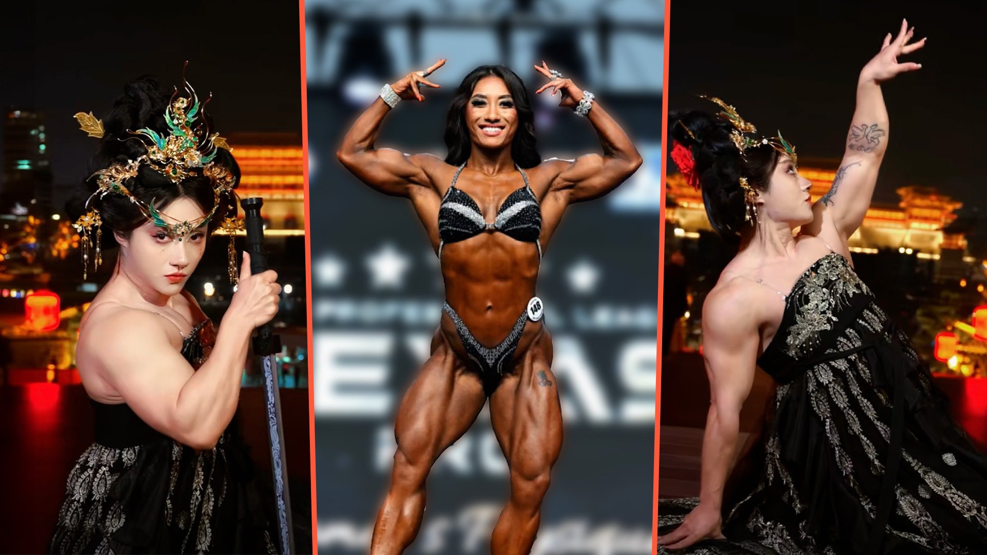 Bian Ruiying, once teased as a “little fat kid”, has become a champion bodybuilder. Photo: SCMP composite/Douyin