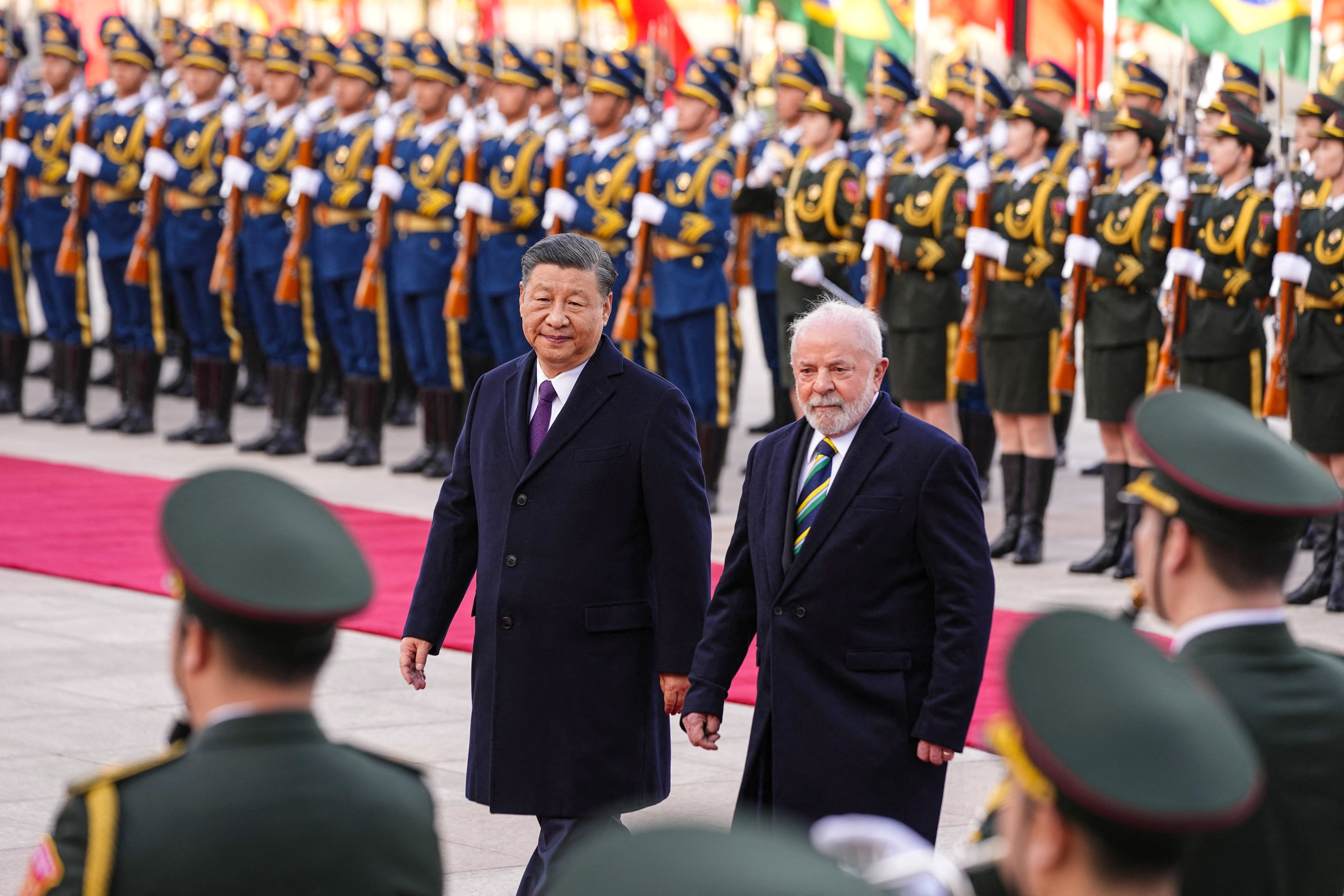 Chinese President Xi Jinping welcomes his Brazilian counterpart Luiz Inacio Lula da Silva to Beijing in April last year. A reciprocal visit is planned for November. Photo: Reuters