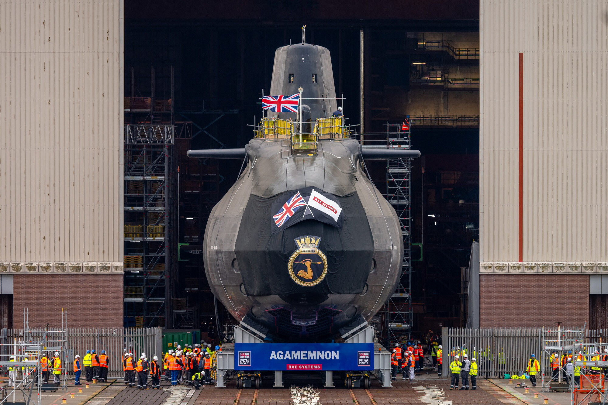 Agamemnon, the latest Royal Navy Astute class attack submarine at BAE’s site in Barrow-in-Furness, northwest England. Photo: BAE via X