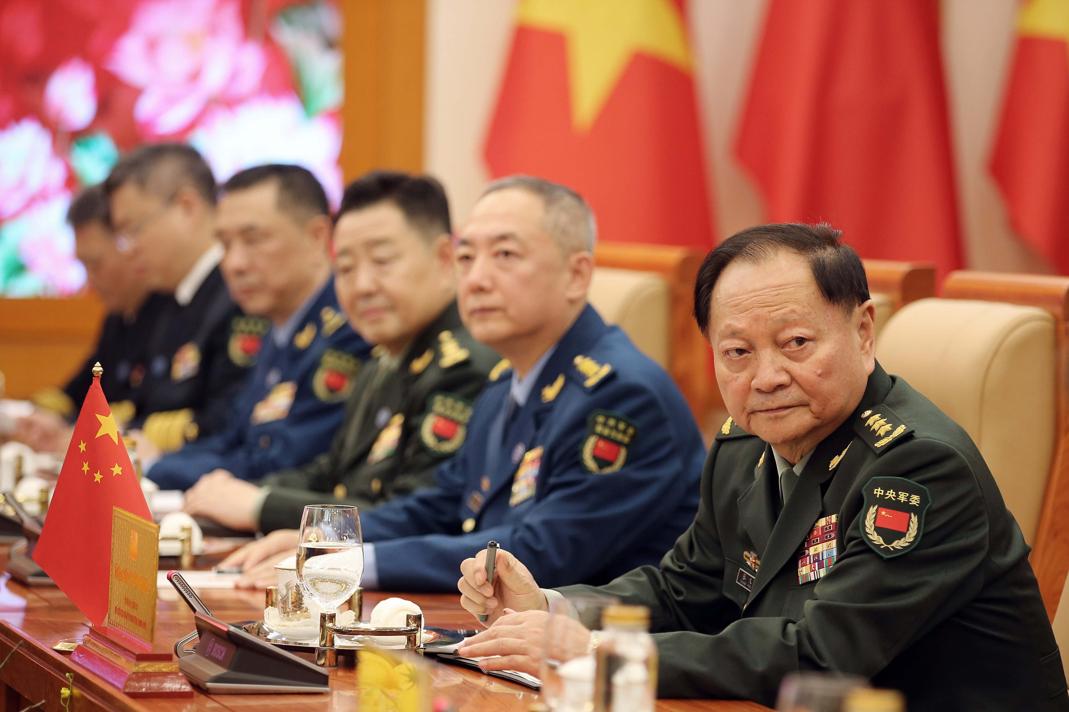 General Zhang Youxia, vice-chairman of China’s Central Military Commission, during talks with Vietnam’s defence chief General Phan Van Giang in Hanoi last week. Photo: EPA-EFE