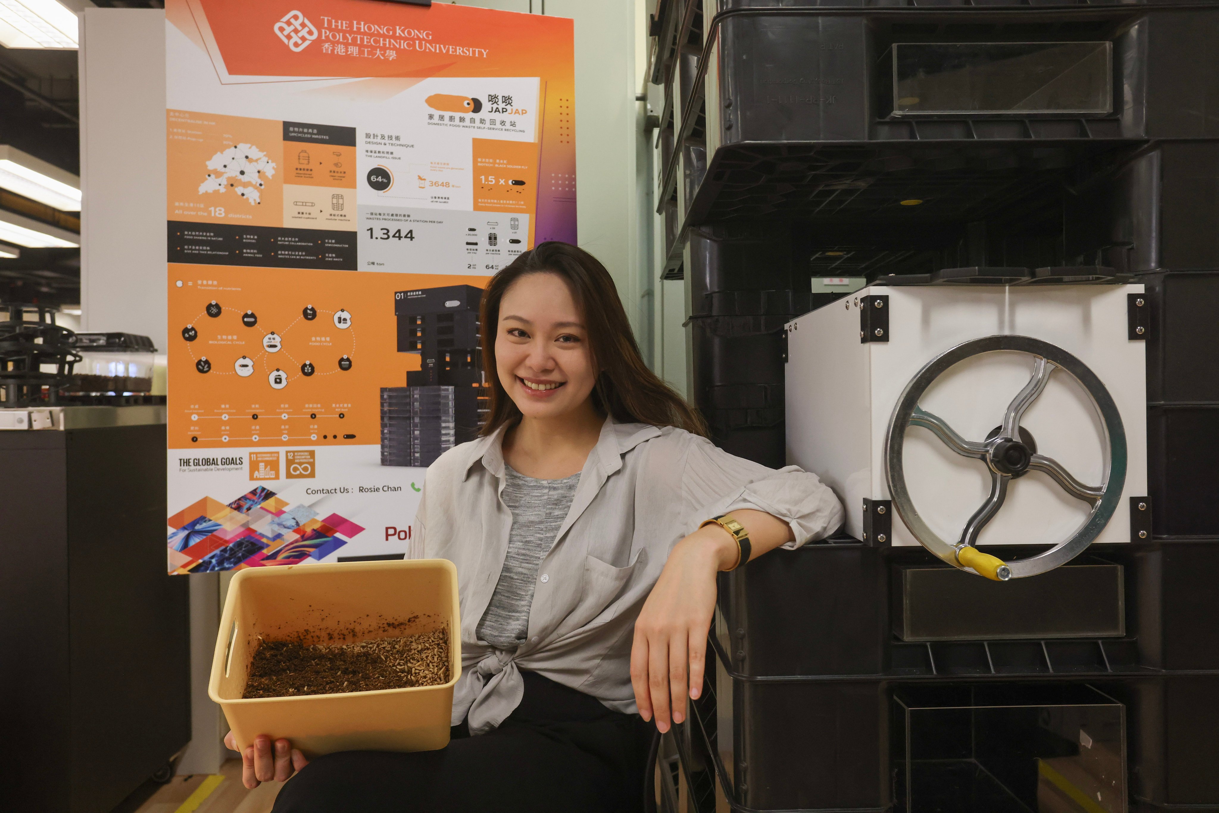 Rosie Chan’s social enterprise Japjap converts food waste into fertiliser and compost. Photo: Jonathan Wong