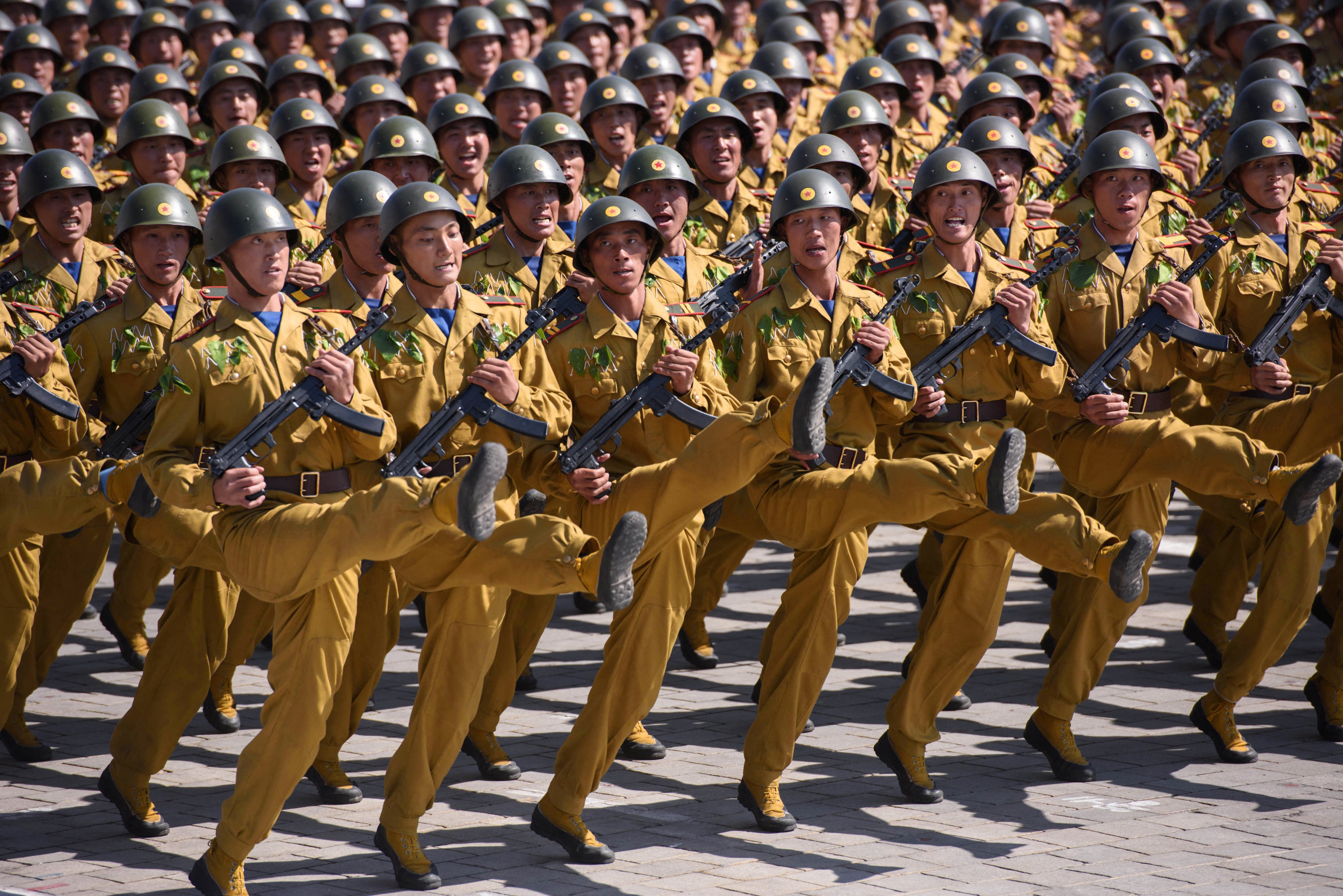 North Korean soldiers during a mass rally in Pyongyang. Photo: AFP/Getty Images/TNS