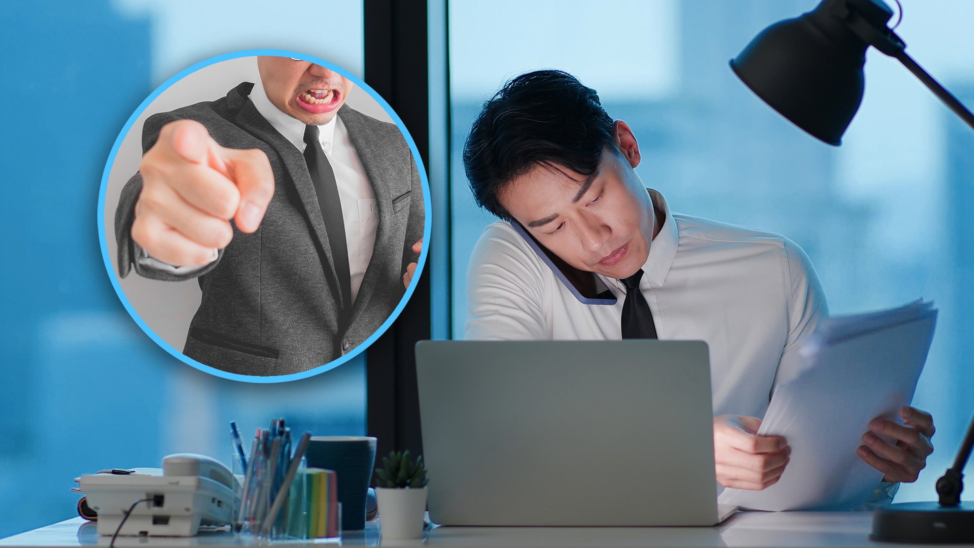 A supervisor in China has been berated on social media after he callously told employees to put work before family. Photo: SCMP composite/Shutterstock