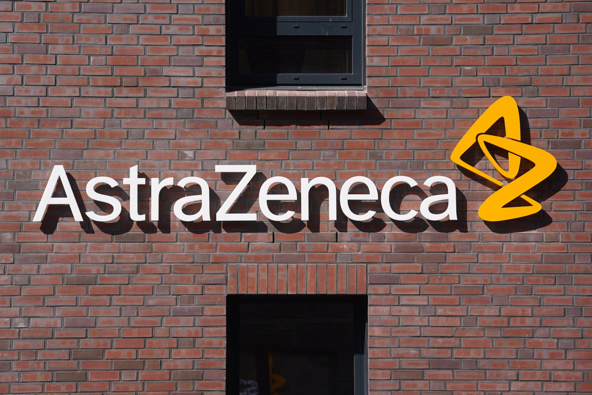 The corporate logo of the pharmaceutical company AstraZeneca at its office in Hamburg, Germany. Photo: dpa