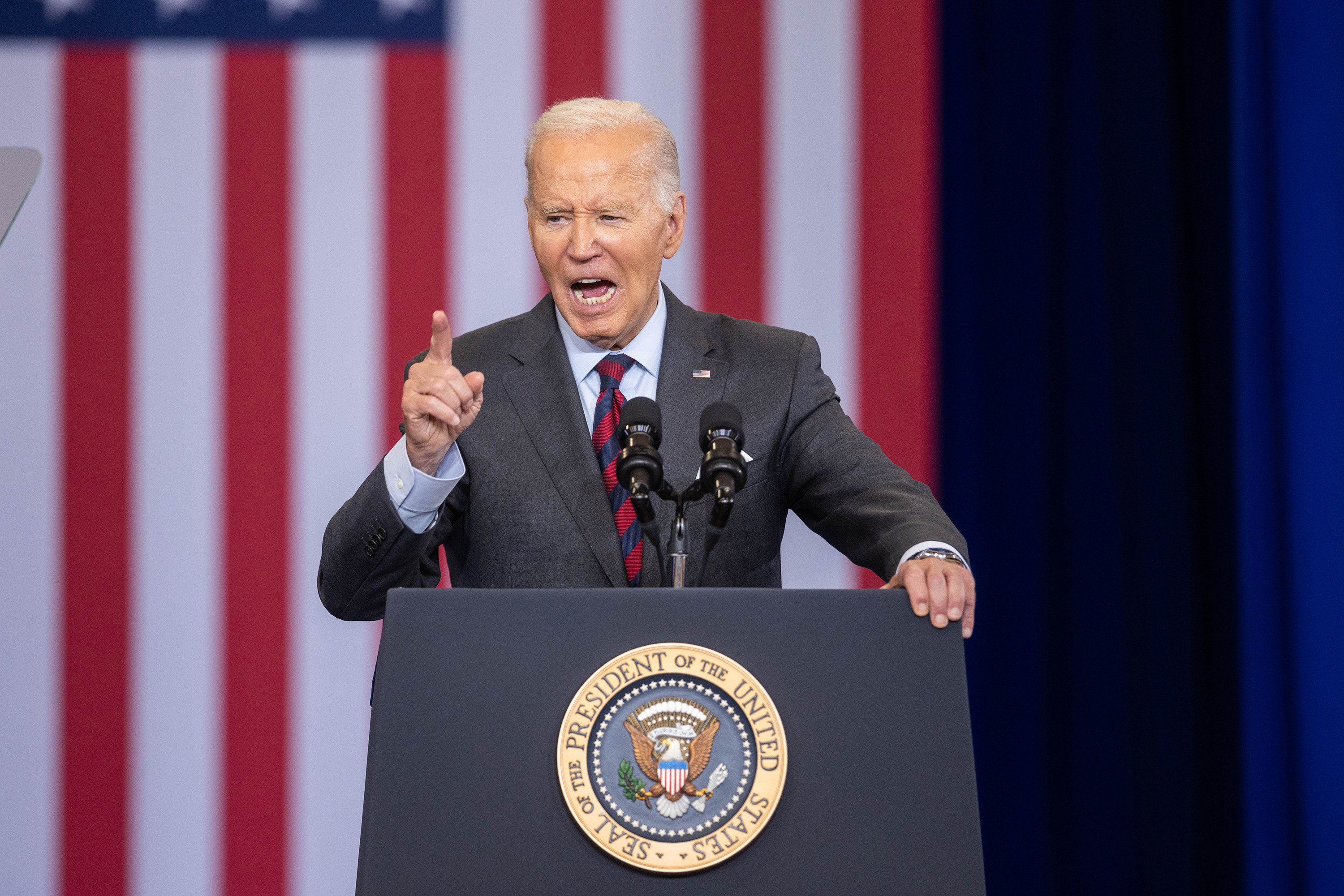 US President Joe Biden speaks in Concord, New Hampshire, on October 22. Photo: TNS