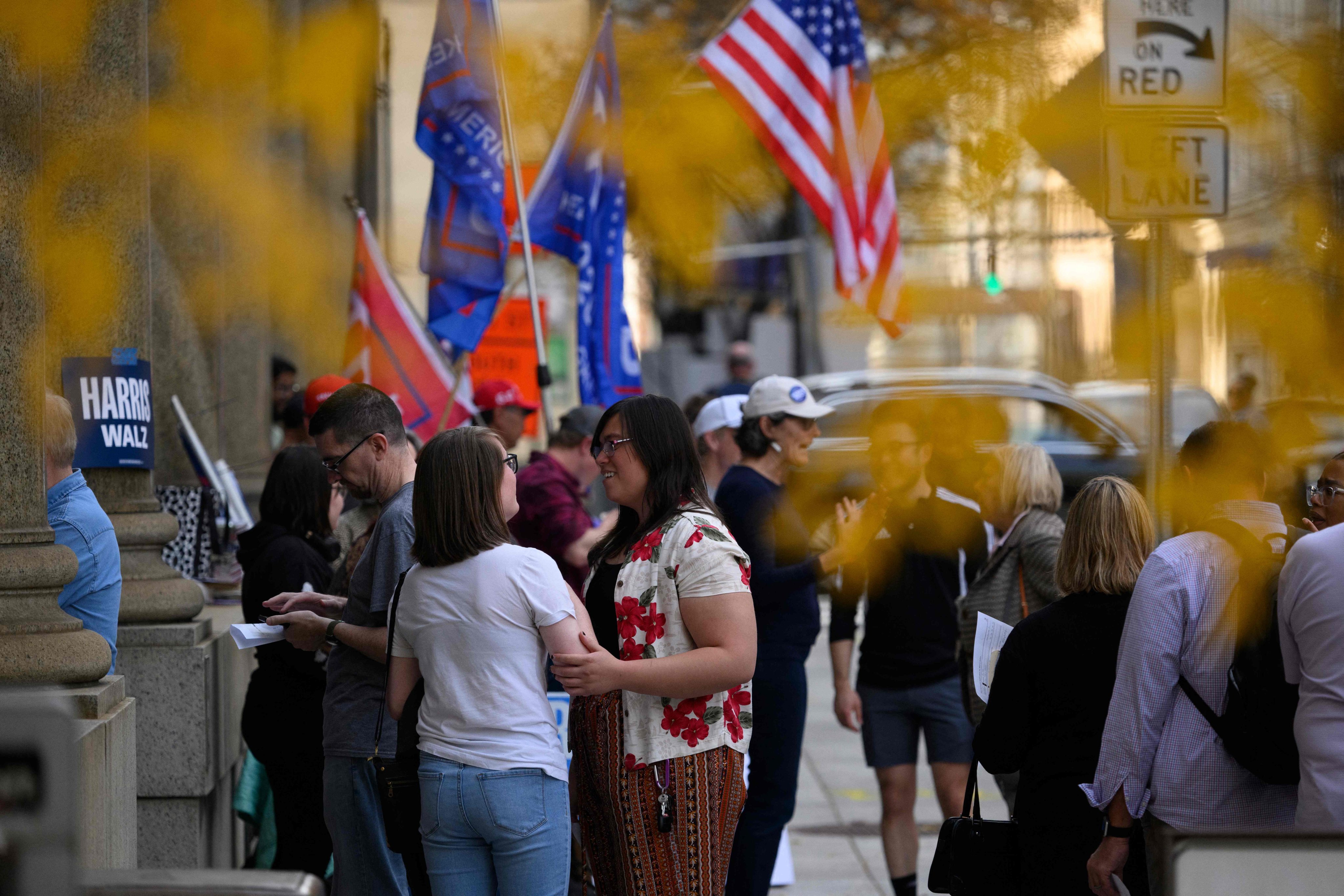 Voters line up to apply for mail-in or absentee ballots outside the Allegheny County Office Building, in Pittsburgh, Pennsylvania, on October 29. Photo: AFP 